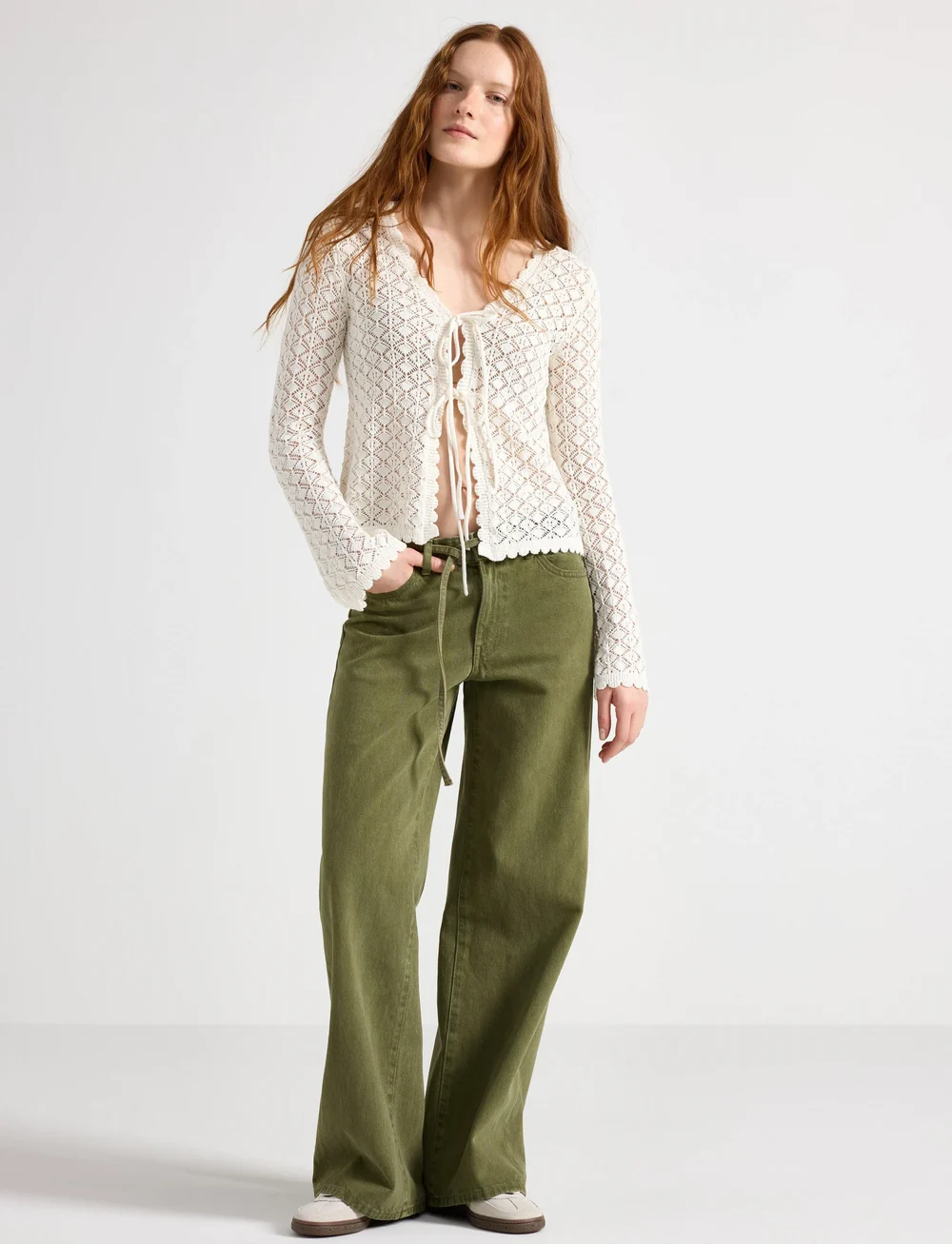 Lindex - WIDE Peggy bukse - hosen mit weitem bein - dark green - 0