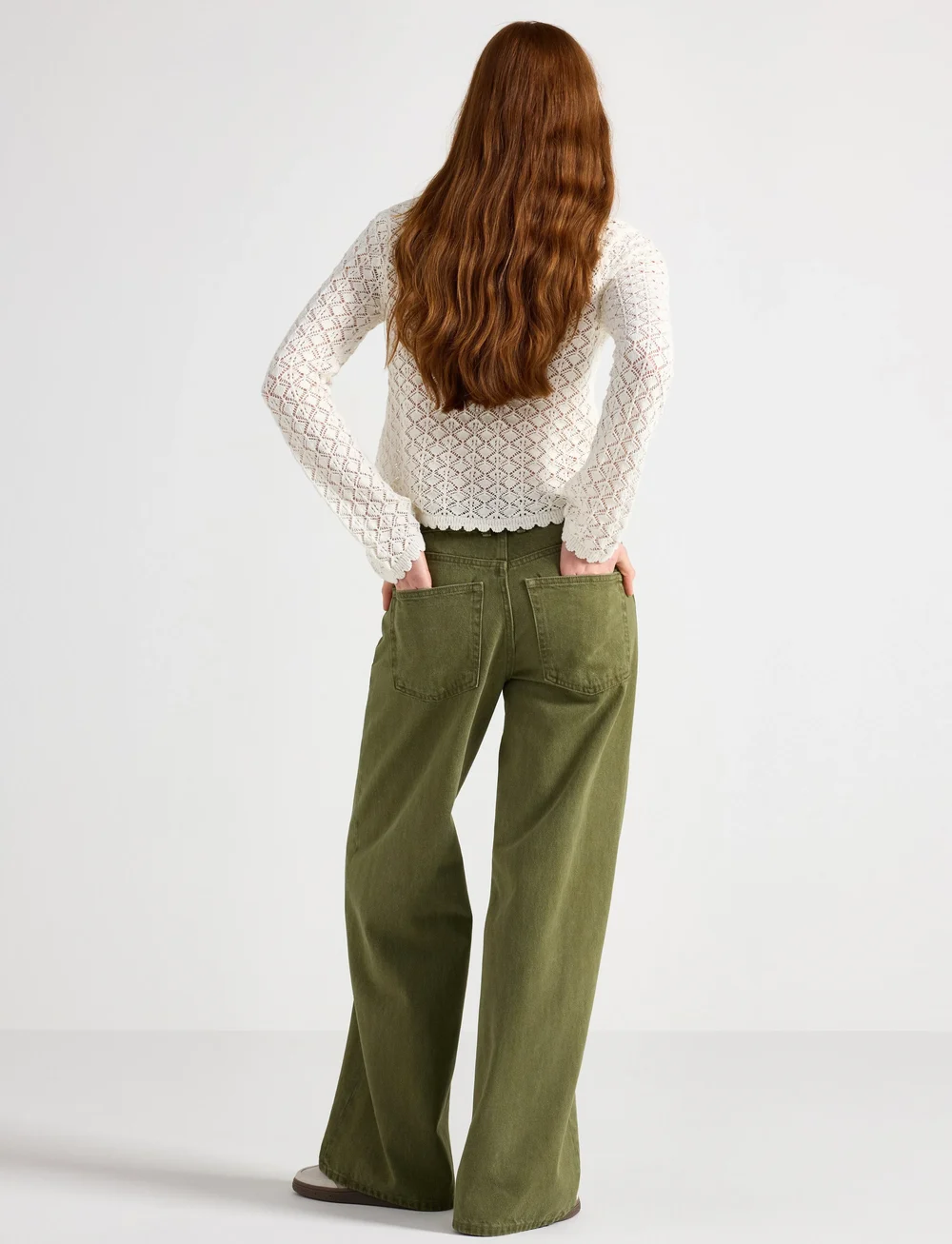 Lindex - WIDE Peggy bukse - hosen mit weitem bein - dark green - 3