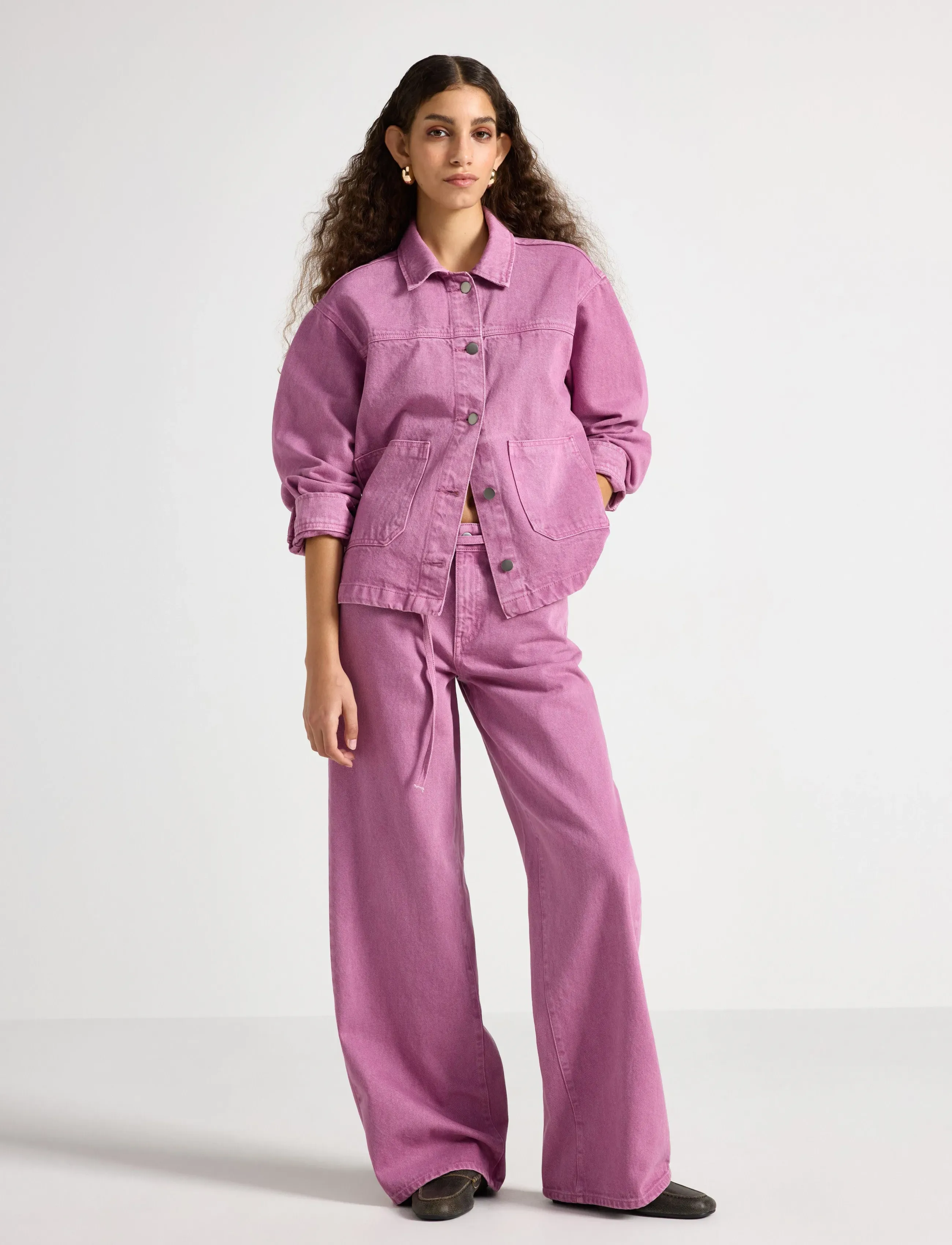 Lindex Trousers Peggy twill - Jeans - DUSTY LILAC / pink/rose