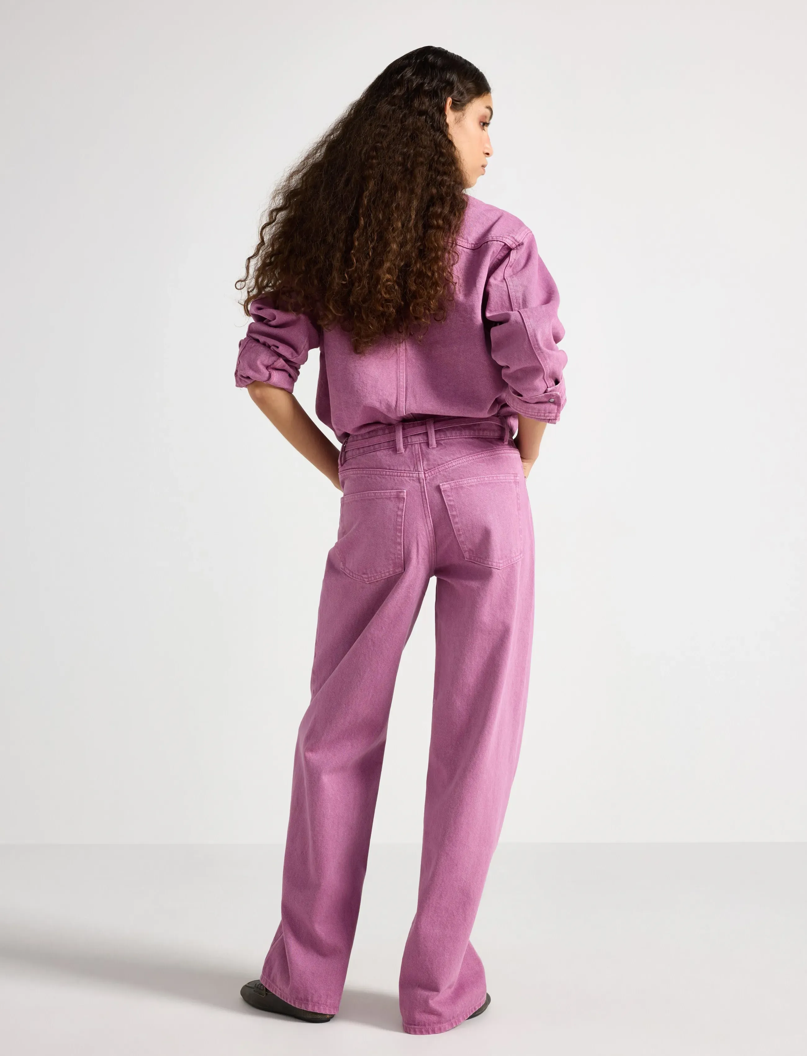 Lindex - Trousers Peggy twill - brede jeans - dusty lilac - 3