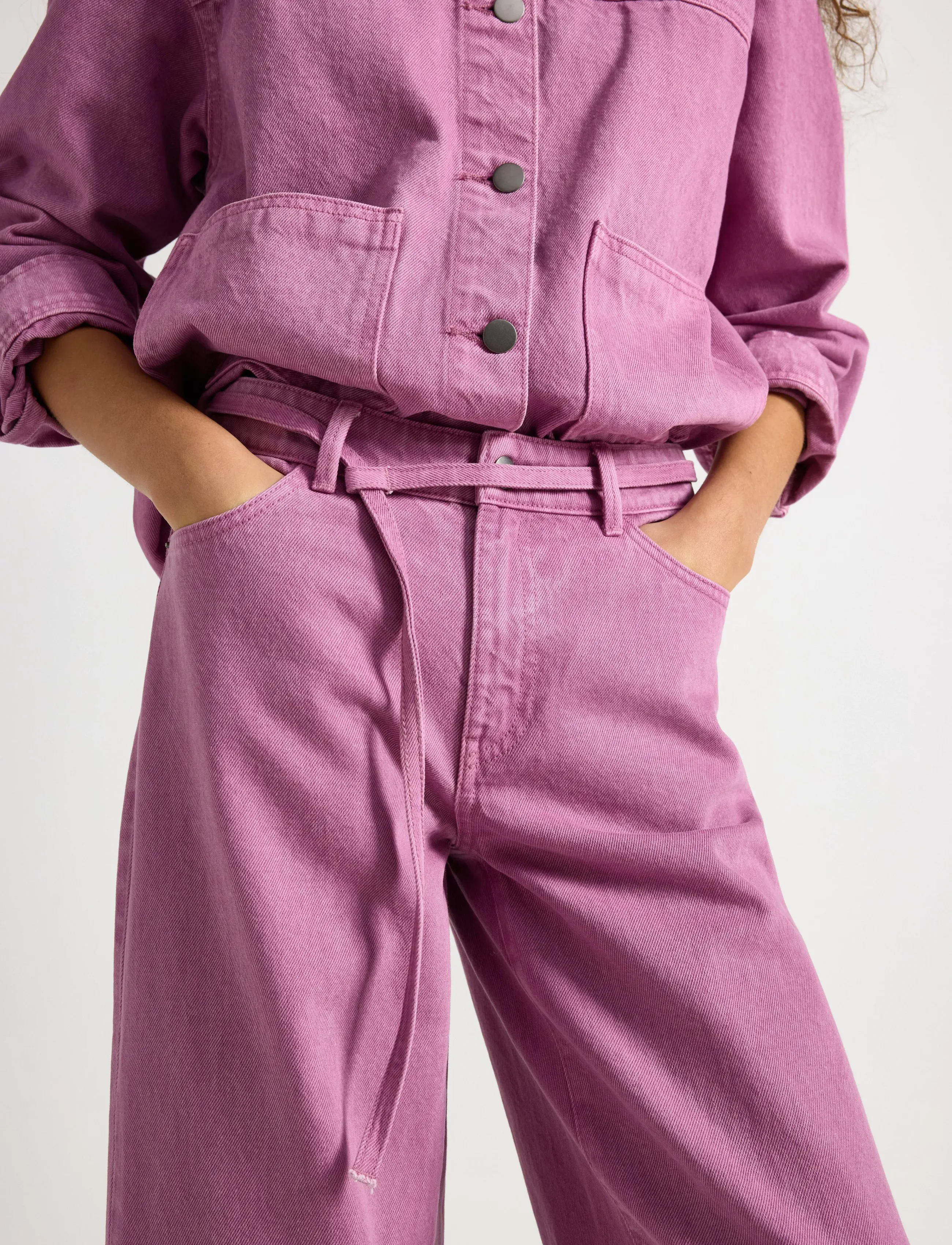 Lindex - Trousers Peggy twill - brede jeans - dusty lilac - 4