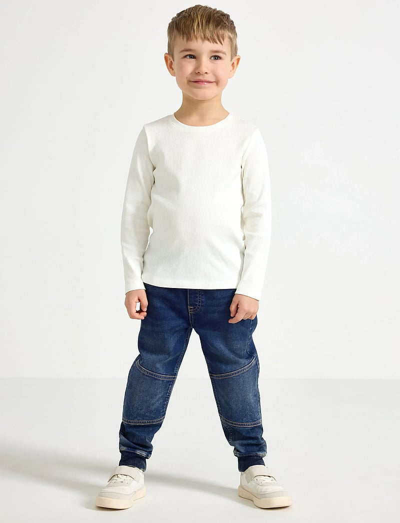 Lindex - WILMER wide leg jeans in denim jersey with reinforced knees - hosen mit weitem bein - denim - 0