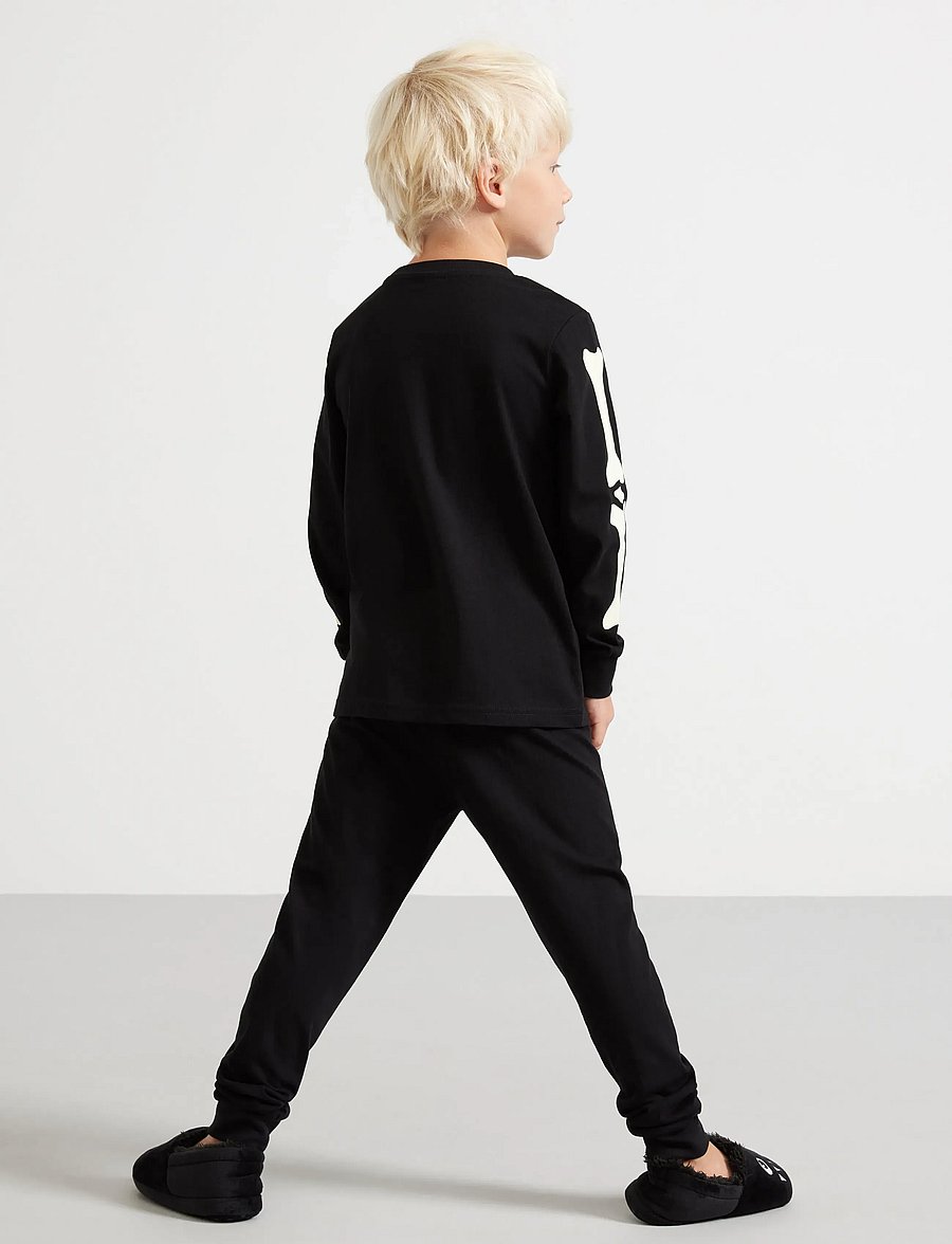 Lindex - Pyjama set with glow in the dark print - pyjamassæt - black - 3