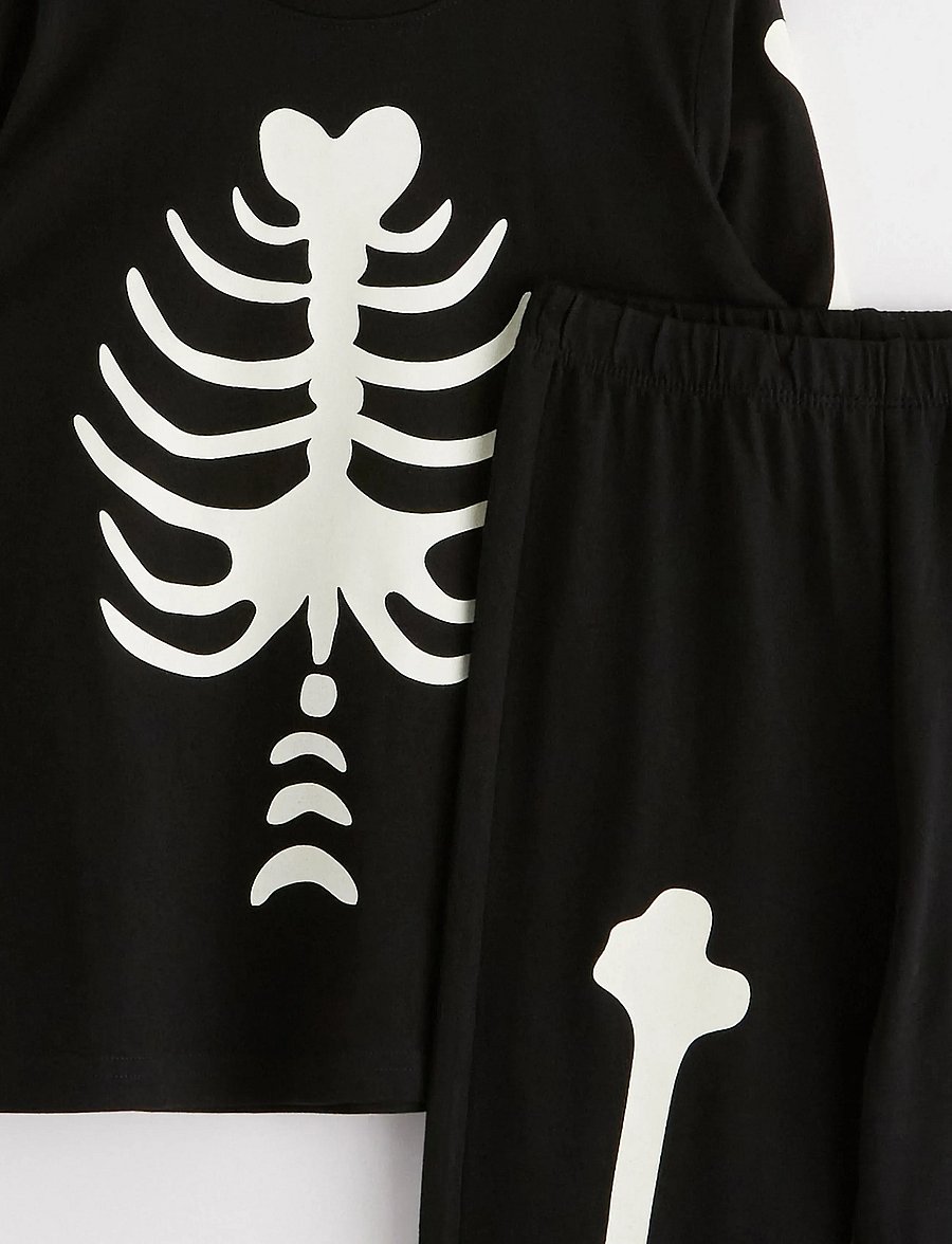 Lindex - Pyjama set with glow in the dark print - pyjamassæt - black - 5