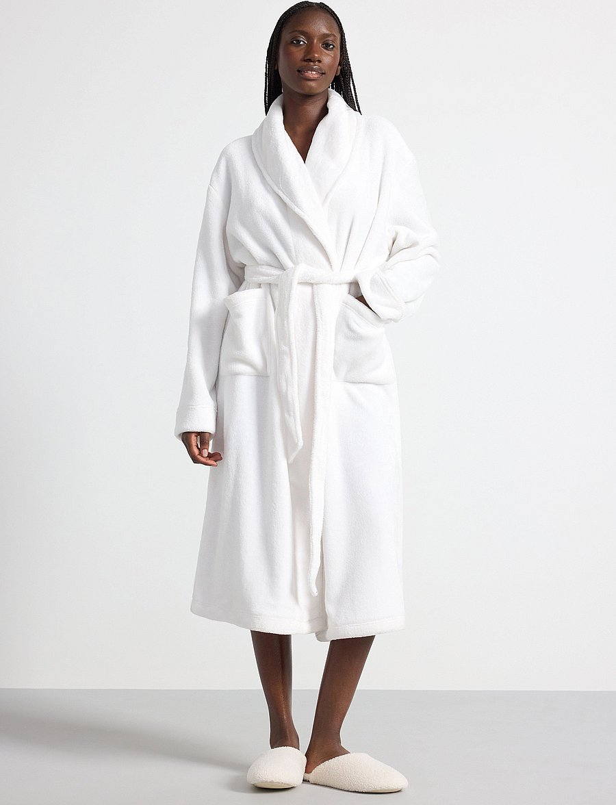 Lindex - Robe Coral Fleece - morgenkåber - off white - 0