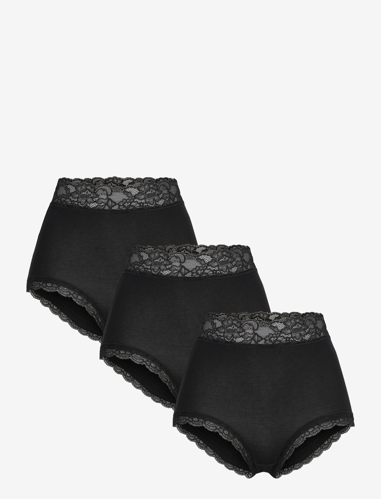 Lindex - 3-pack briefs with high waist - midi & maxi slips - black - 1