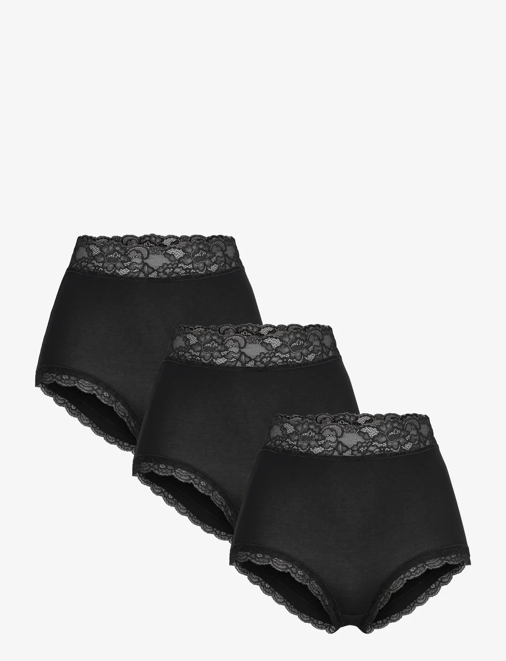 Lindex - Brief high Emelie lace 3 pack - midi & maxi slips - black - 1