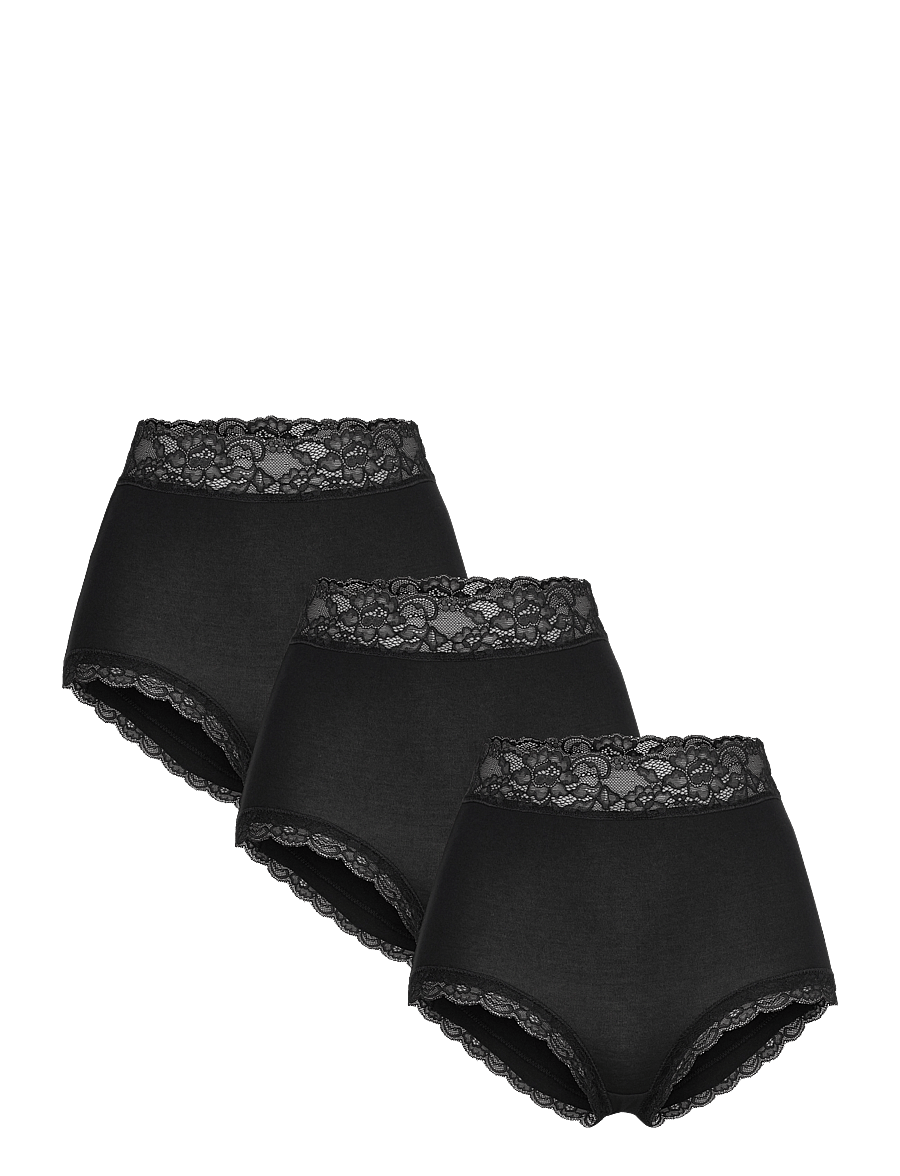 Lindex - 3-pack briefs with high waist - midi & maxi slips - black - 1