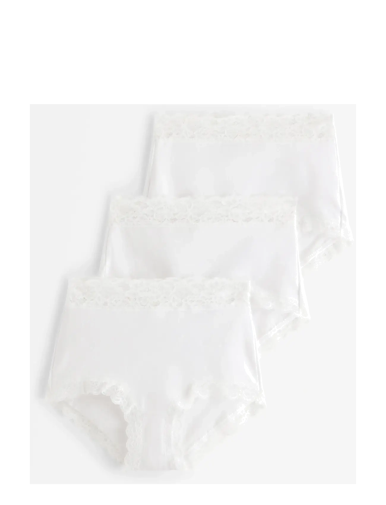 Lindex Brief High Emelie Lace 3 Pack, Kvinder, 3-Pak Højtaljede Trusser, Hvid, Str: M