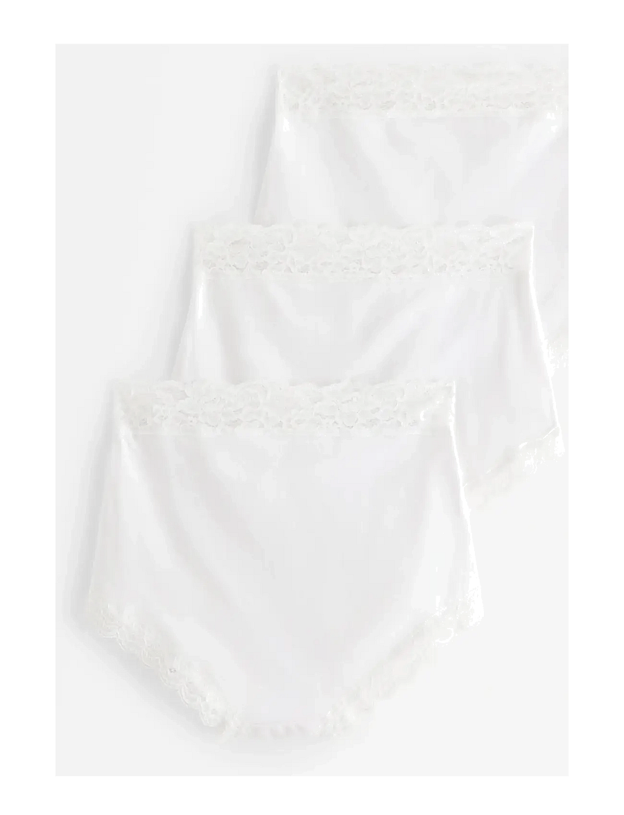 Lindex - Brief high Emelie lace 3 pack - midi & maxi slips - white - 1
