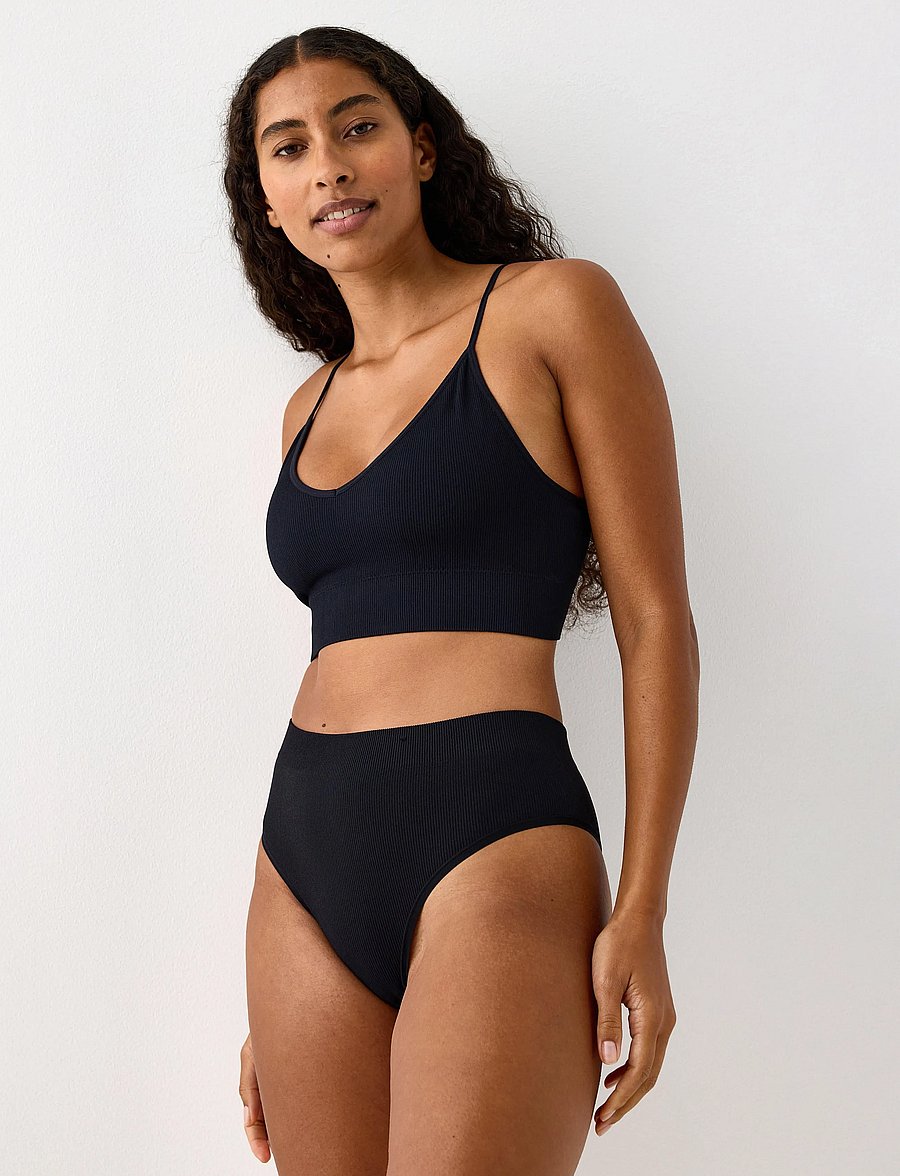 Lindex - Brief Brazilian High Seamless - brasiilia lõinega aluspüksid - black - 0