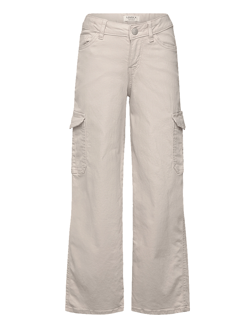 Lindex - Trousers twill washed wide leg - cargohosen - beige - 1