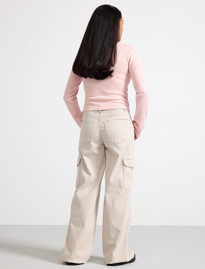 Lindex - Trousers twill washed wide leg - cargohosen - beige - 3