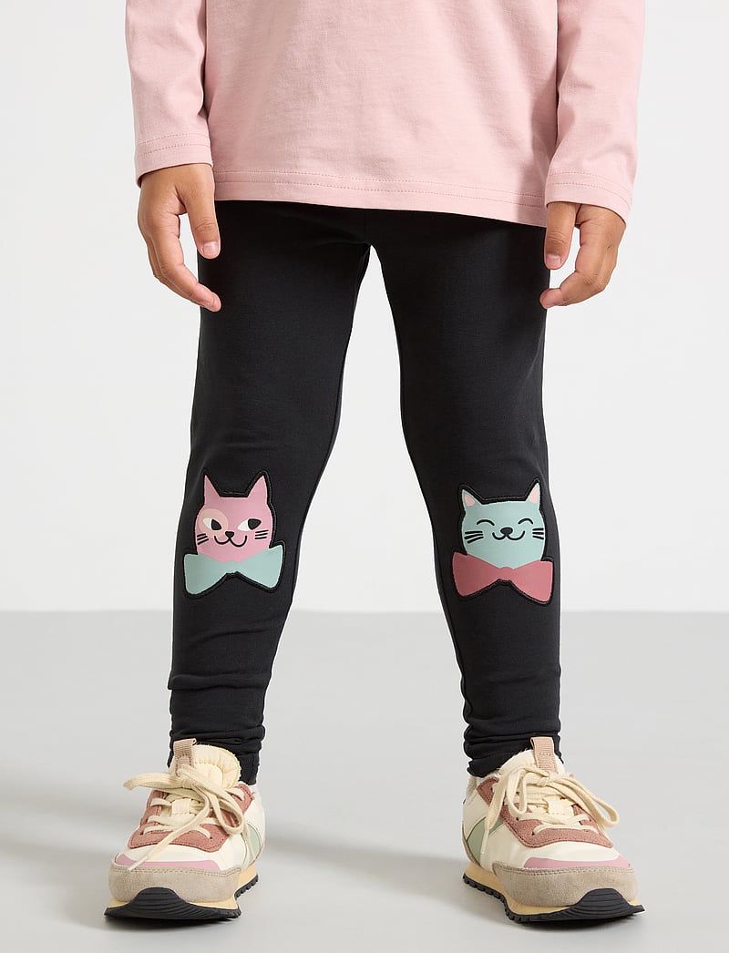Lindex - Leggings kneepatch cat - retuusid - off black - 4