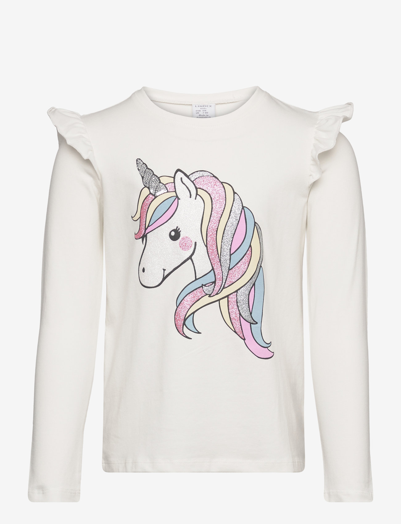 Lindex - Top l s placement print with f - light dusty white - 0