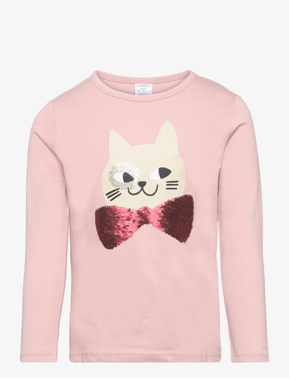 Lindex - Top l s placement print cat wi - długi rękaw - dusty pink - 1