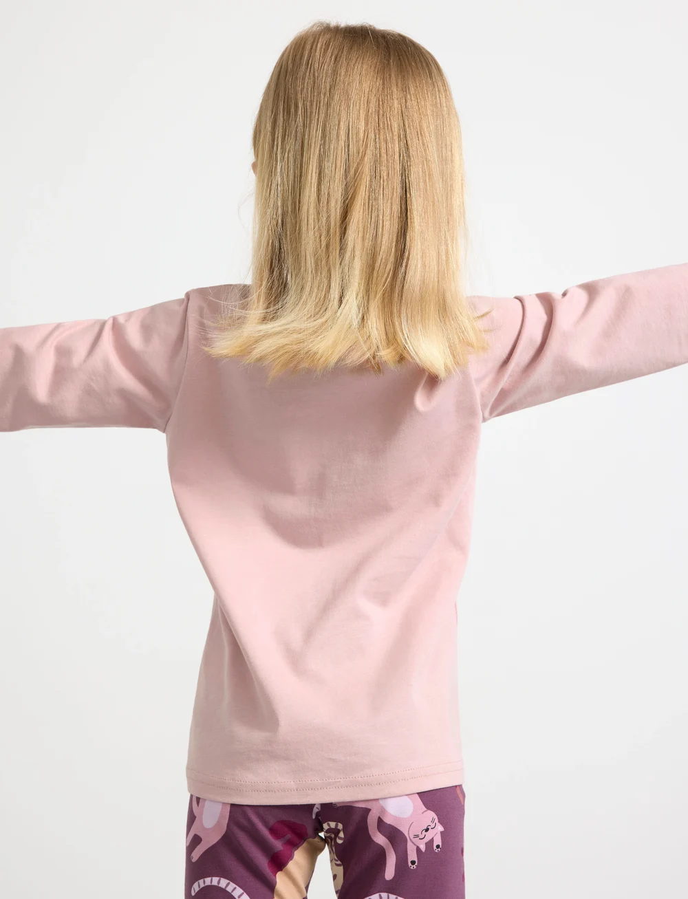 Lindex - Top l s placement print cat wi - długi rękaw - dusty pink - 3
