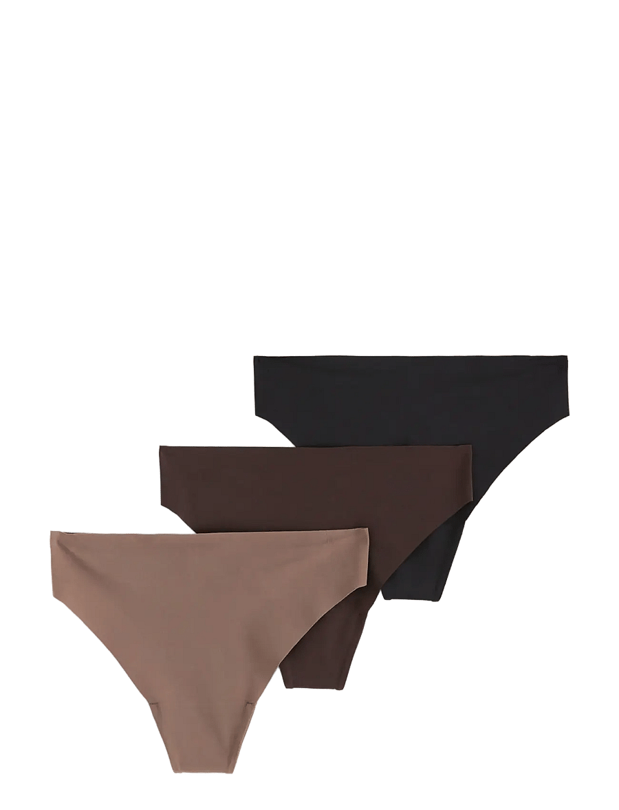 Lindex - 3-pack high waist thong sports briefs - tangas - black - 1