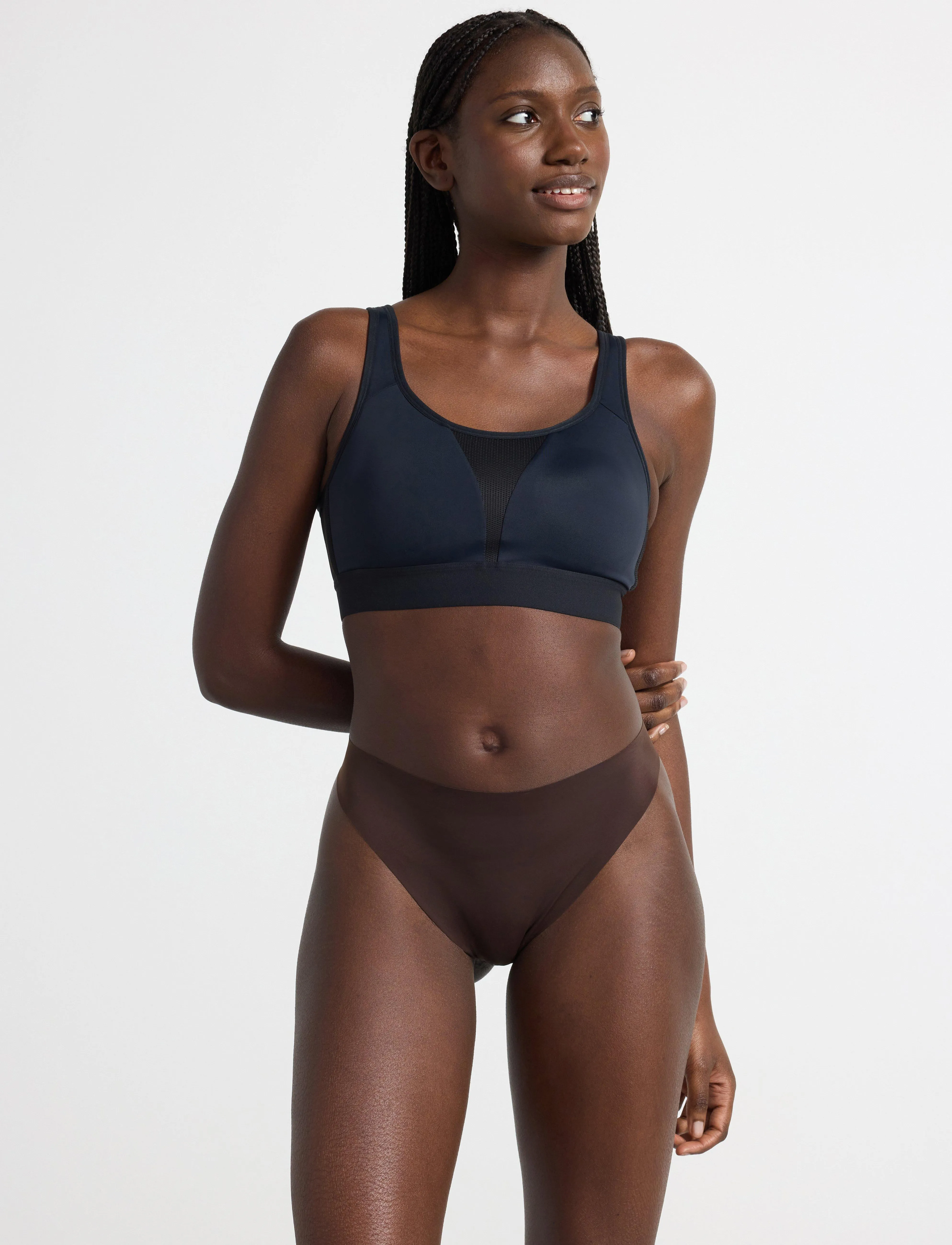 Lindex 3-pack high waist thong sports briefs - Unterwäsche - BLACK / brown