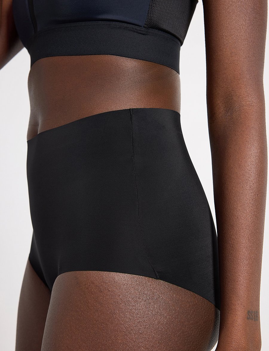Lindex - 3-pack high waist sports briefs - midi & maxi trusser - black - 4