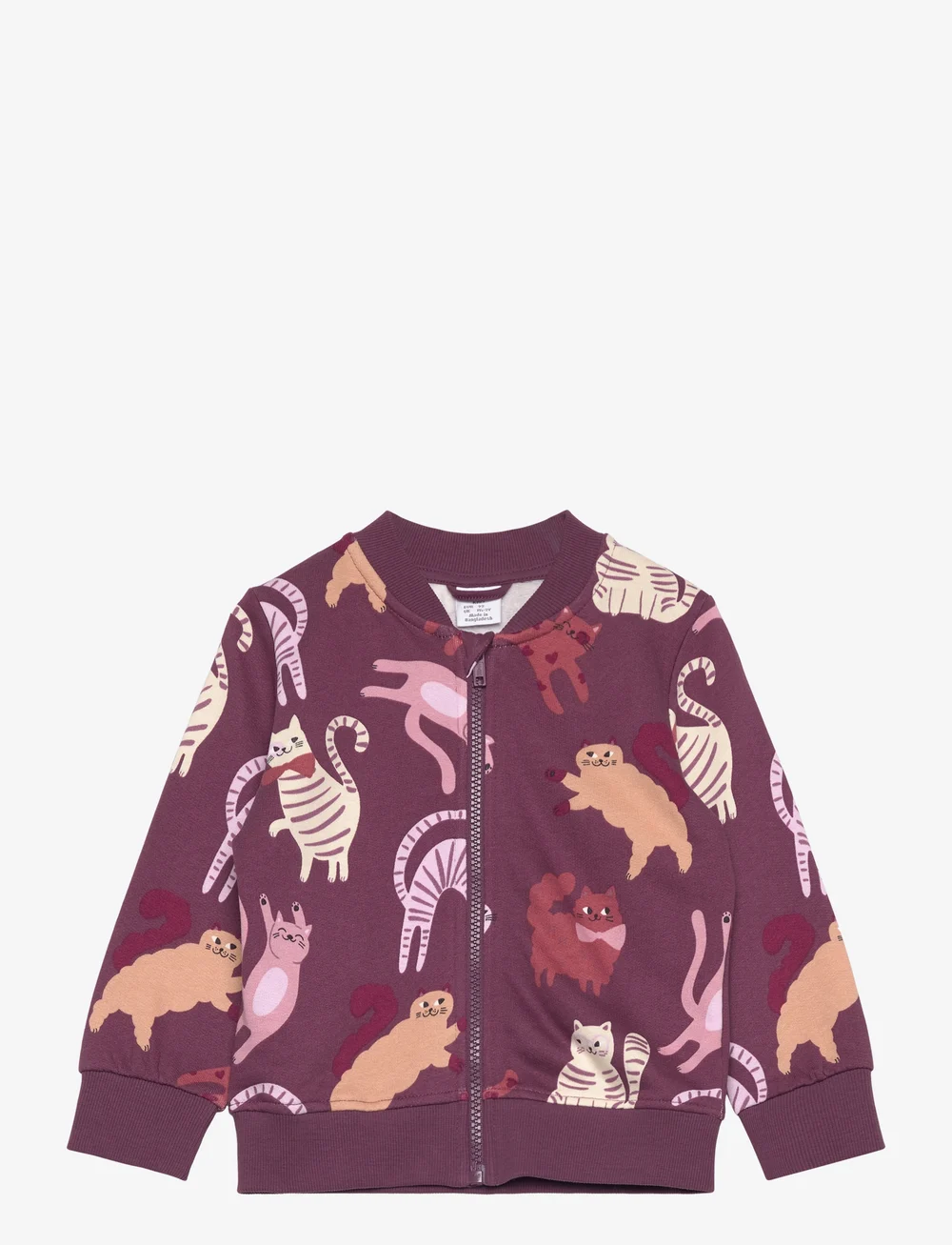 Lindex - Jacket tricot with zip AOP - sweatshirts - dark dusty lilac - 1