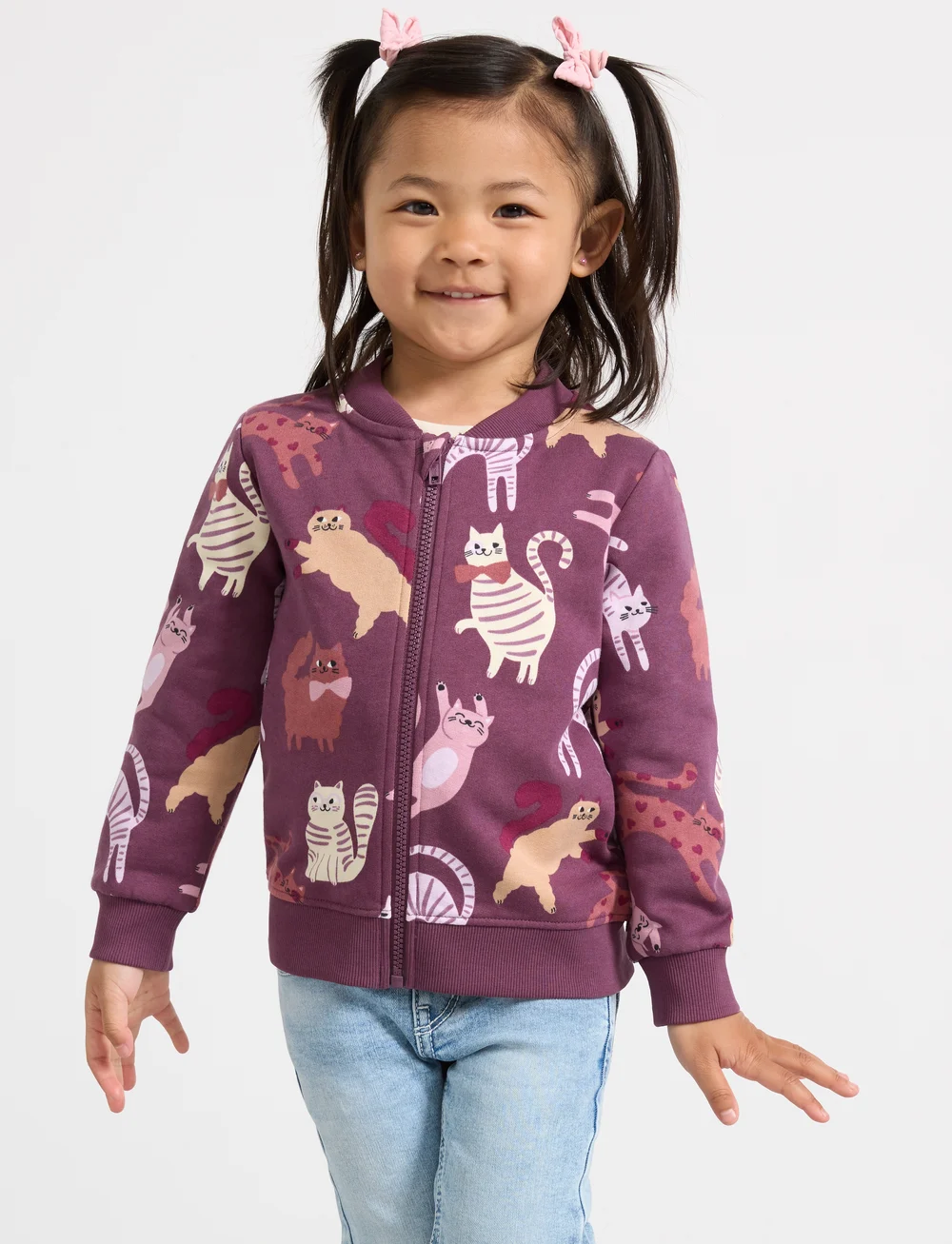 Lindex - Jacket tricot with zip AOP - sweatshirts - dark dusty lilac - 0