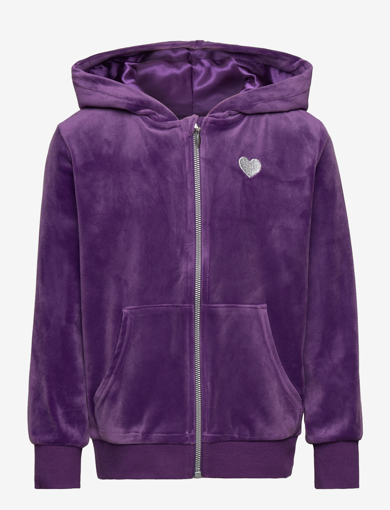 Lindex - Hoodjacket with zipper velour - hættetrøjer - dark lilac - 0
