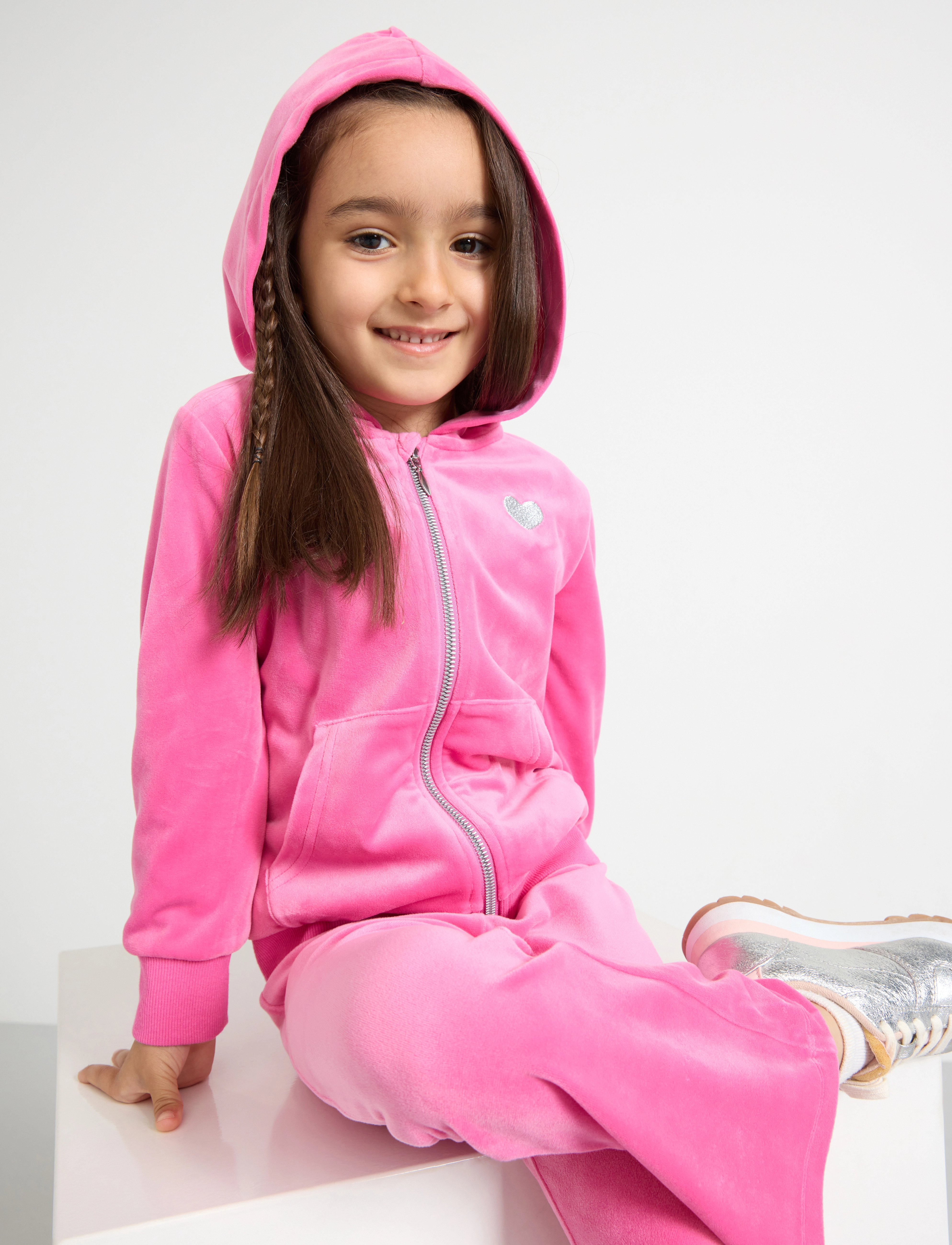 Lindex - Hoodjacket with zipper velour - hættetrøjer - pink - 5