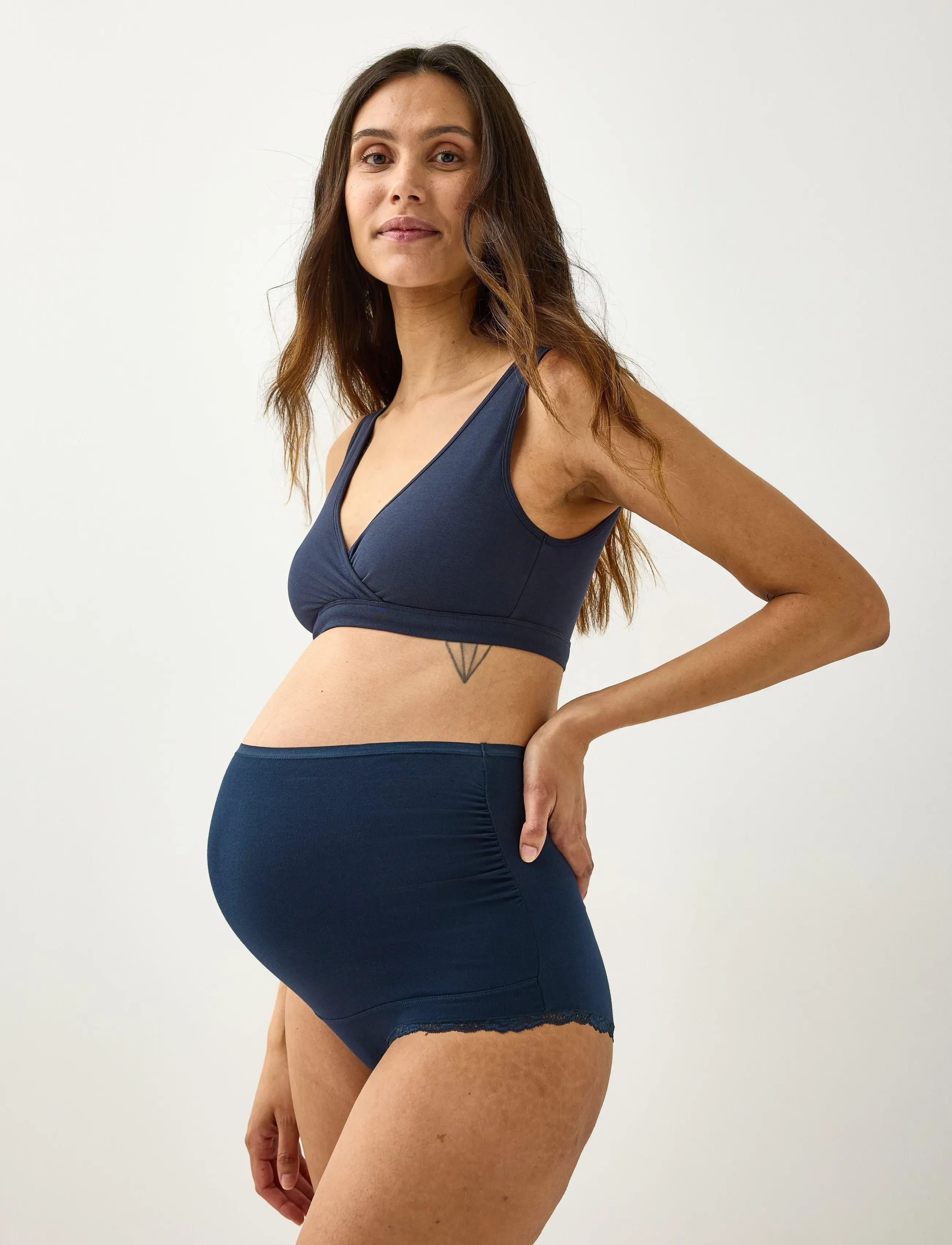 Lindex 3-pack MOM brazilian maternity briefs - pesu ja aluspesu - light white - Rasedale - LIGHT WHITE / navy