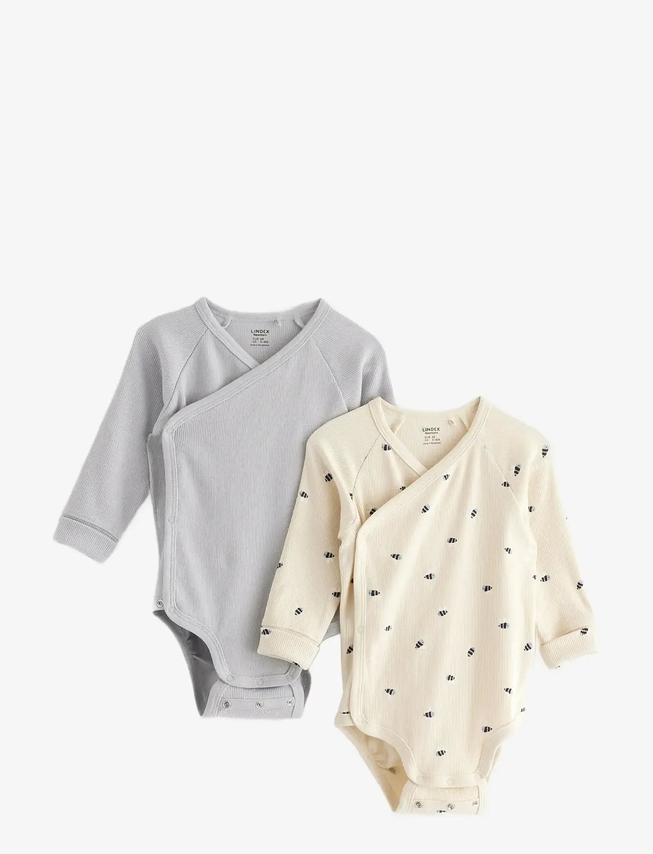 Lindex - 2-pak ribbede slå-om-bodystockinger - multipack bodys - light dusty blue - 0