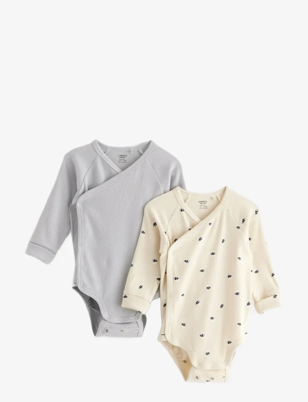 Lindex - 2-pak ribbede slå-om-bodystockinger - vairāku rāpulīšu komplekts - light dusty blue - 0