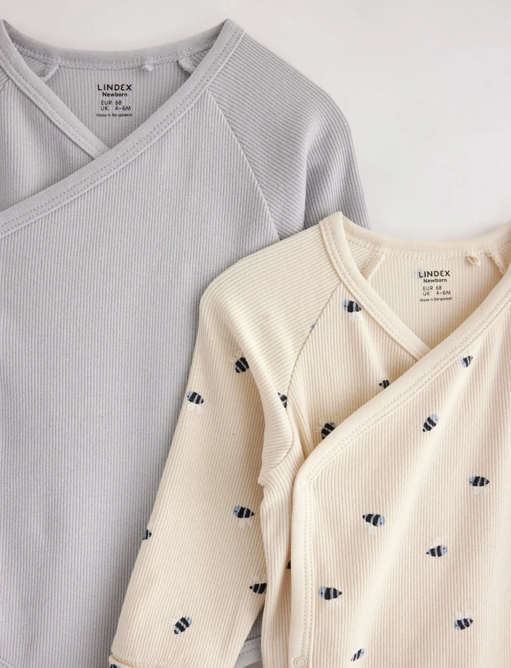 Lindex - 2-pak ribbede slå-om-bodystockinger - vairāku rāpulīšu komplekts - light dusty blue - 2