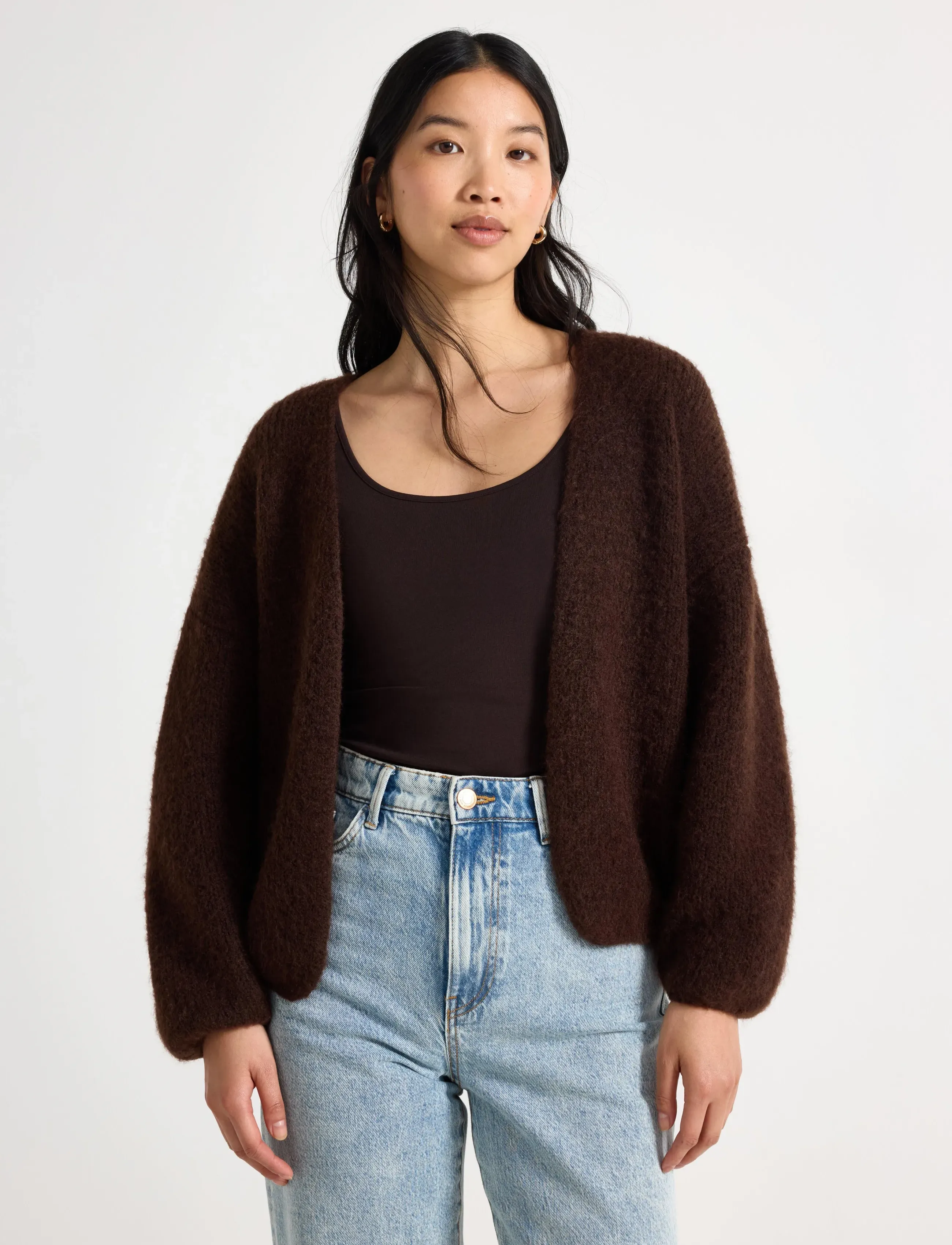 Lindex Knitted Cardigan, M/L, Knitwear, Braun - Cardigans, Frauen