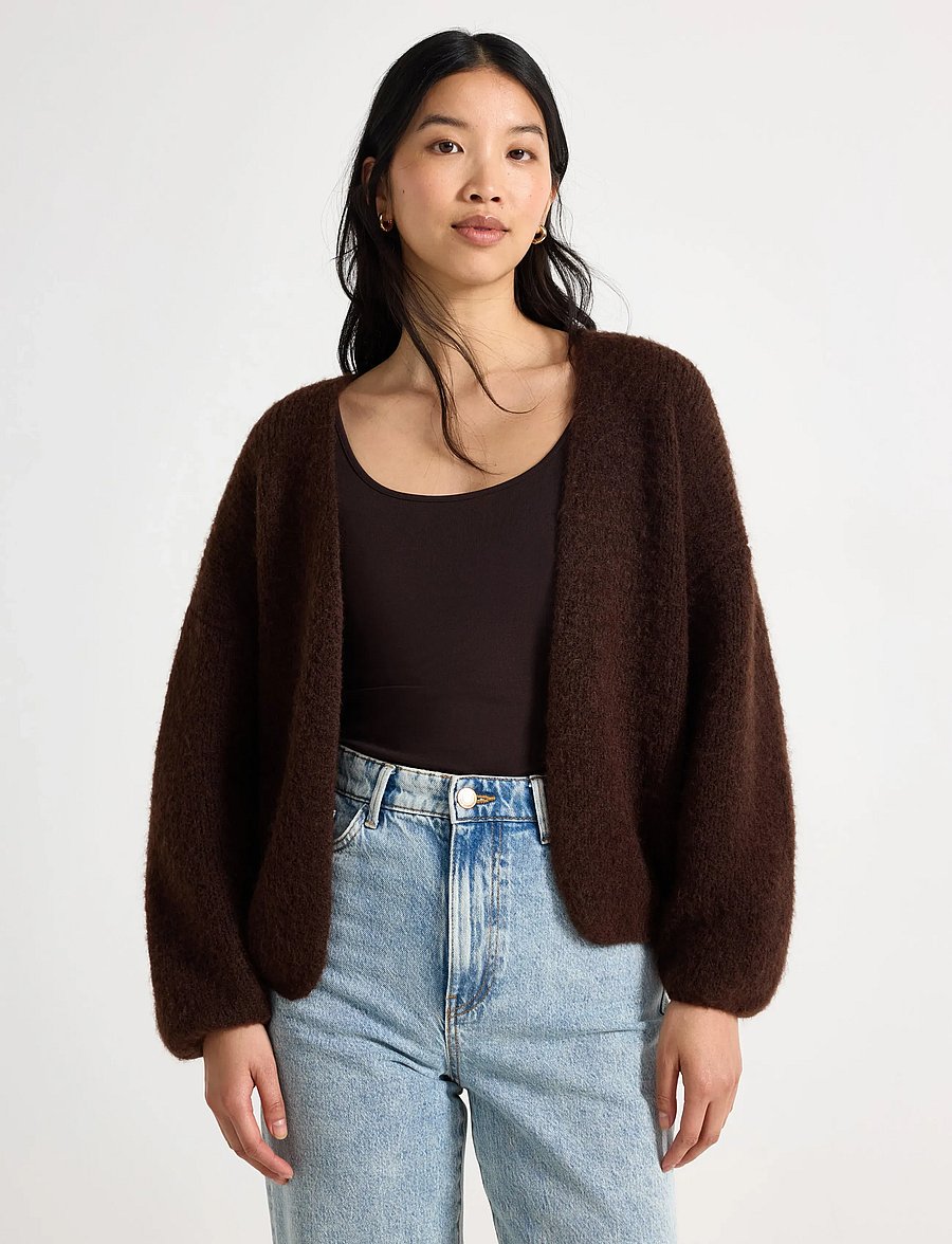 Lindex - Knitted cardigan - koftor - dark brown - 0