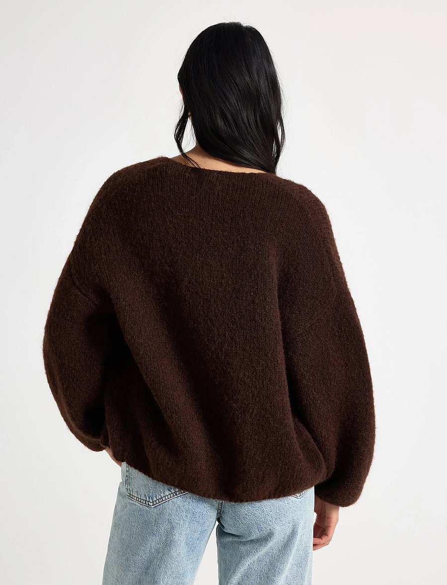 Lindex - Knitted cardigan - koftor - dark brown - 3