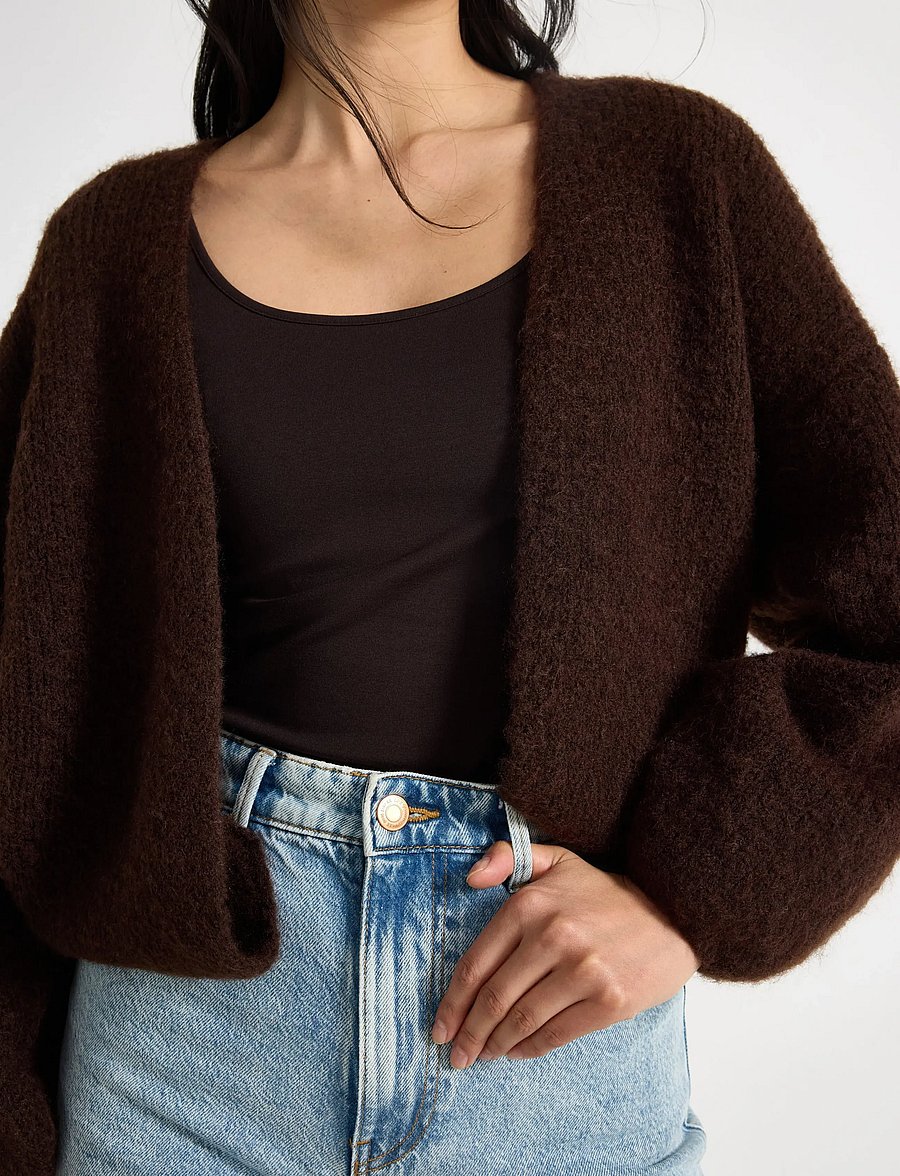 Lindex - Knitted cardigan - koftor - dark brown - 4