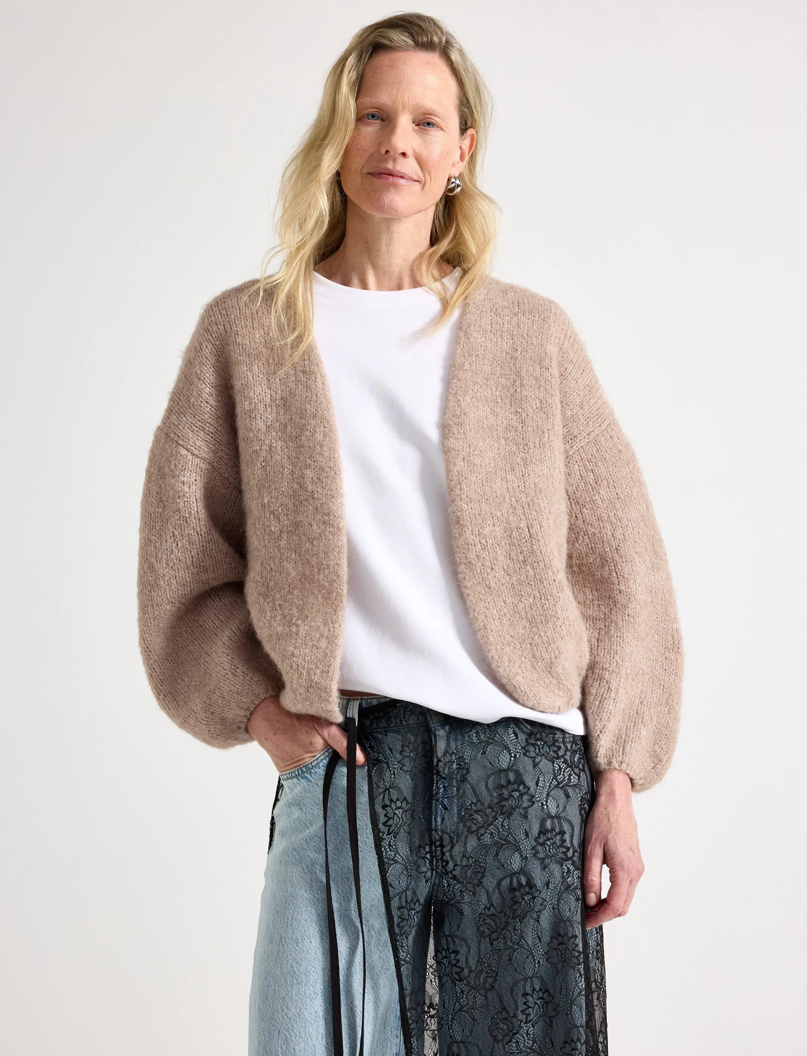 Lindex Knitted cardigan - Lindex - LIGHT BROWN MELANGE / beige