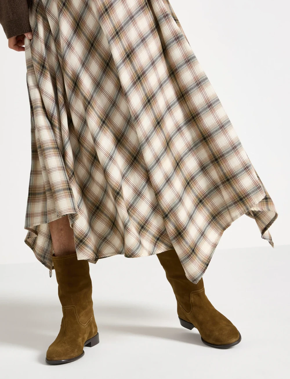 Lindex - Skirt Laura Check - midi nederdele - light beige - 4