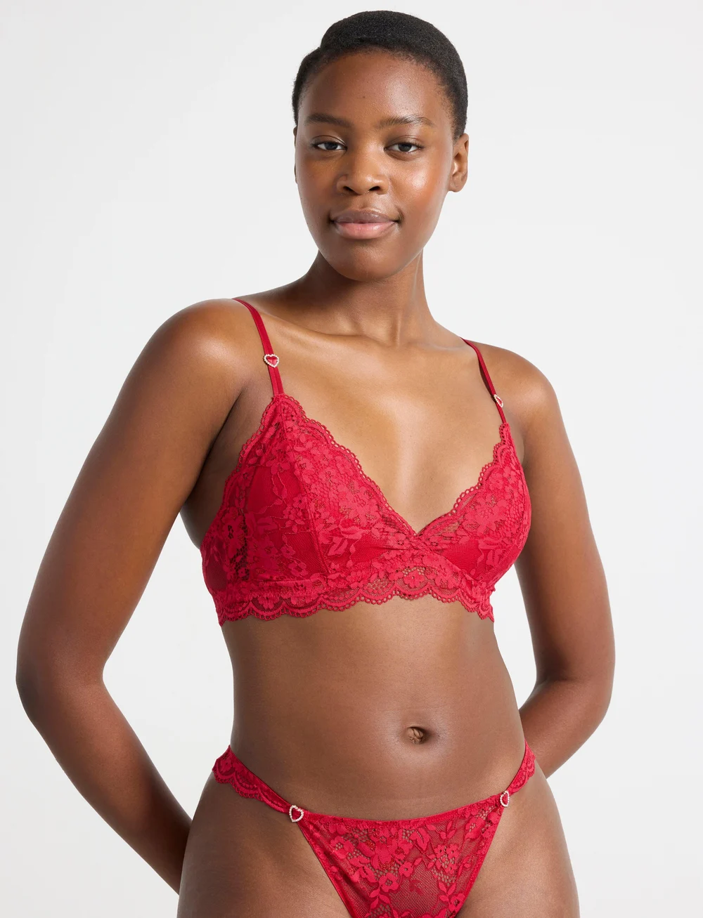 Lindex - Bra Iris Soft bralette Heart s - bralette - red - 0