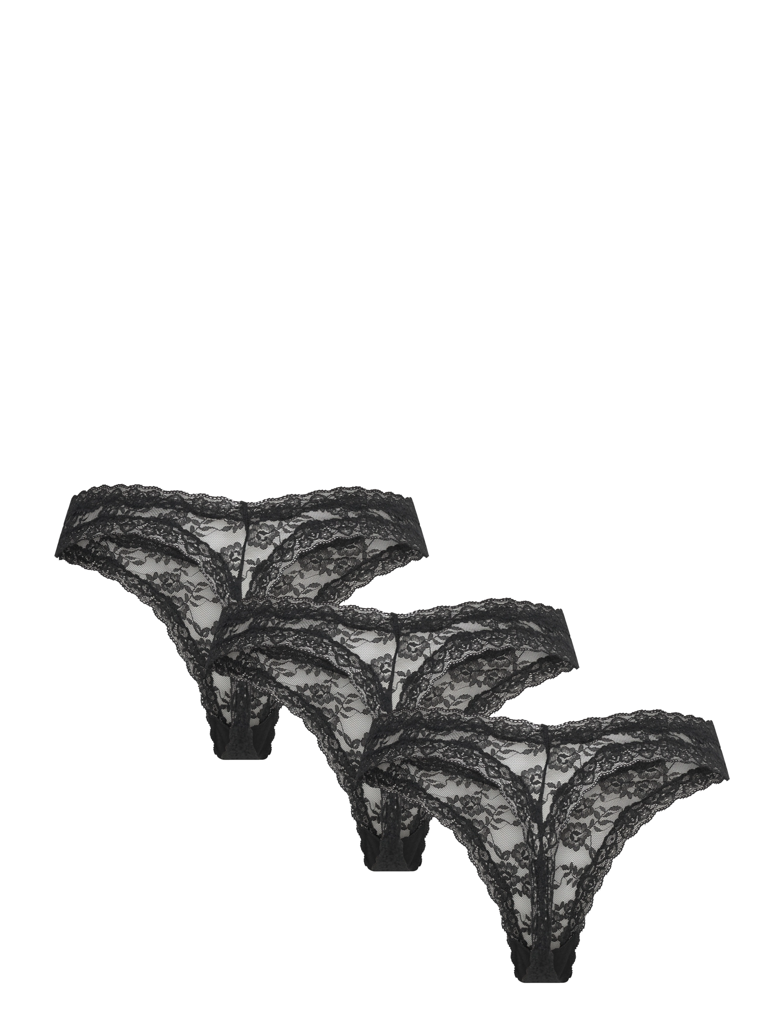 Lindex - 3-pack thong in lace - black - 2