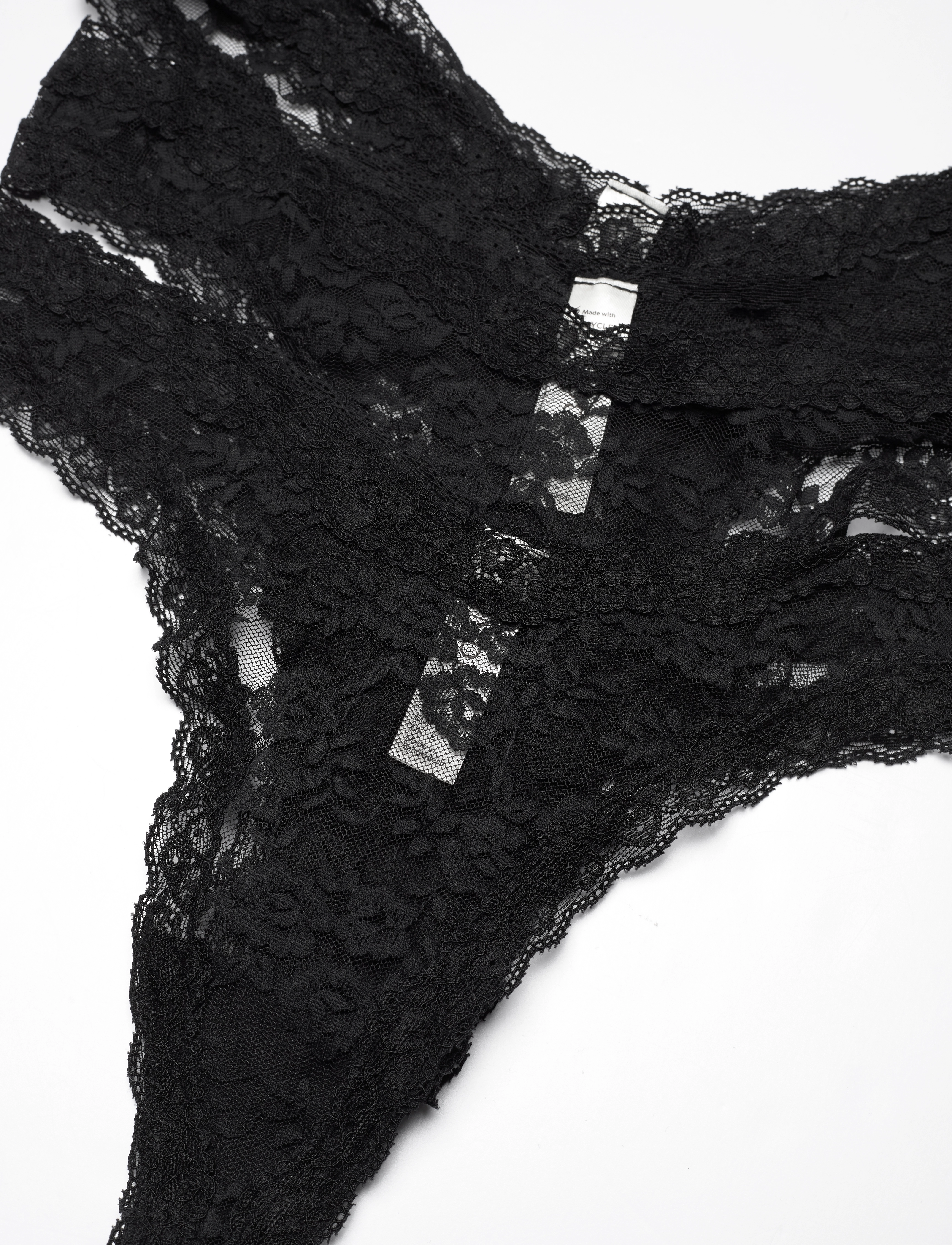 Lindex - 3-pack thong in lace - black - 1