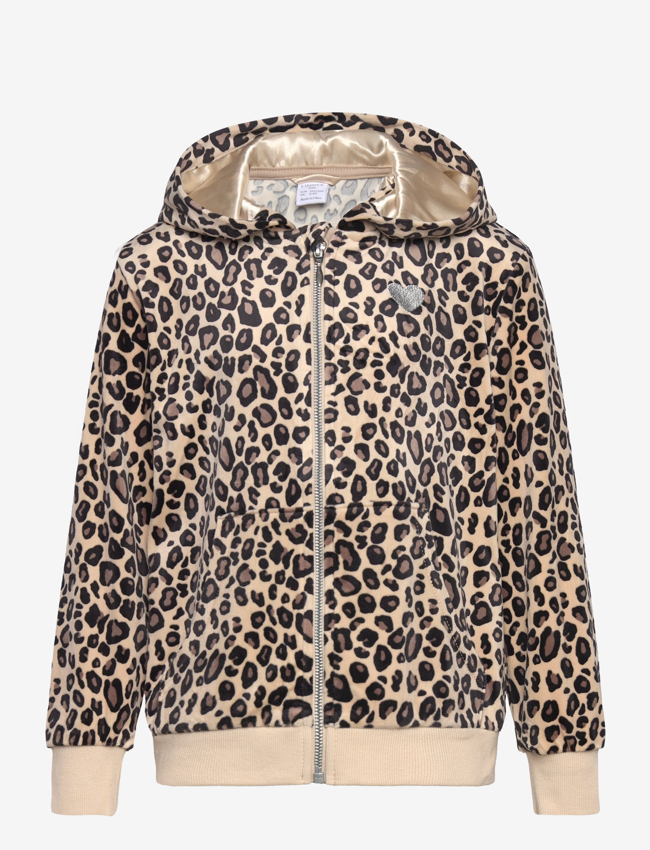 Lindex - Hoodjacket velour AOP - efterårstøj - light beige - 0