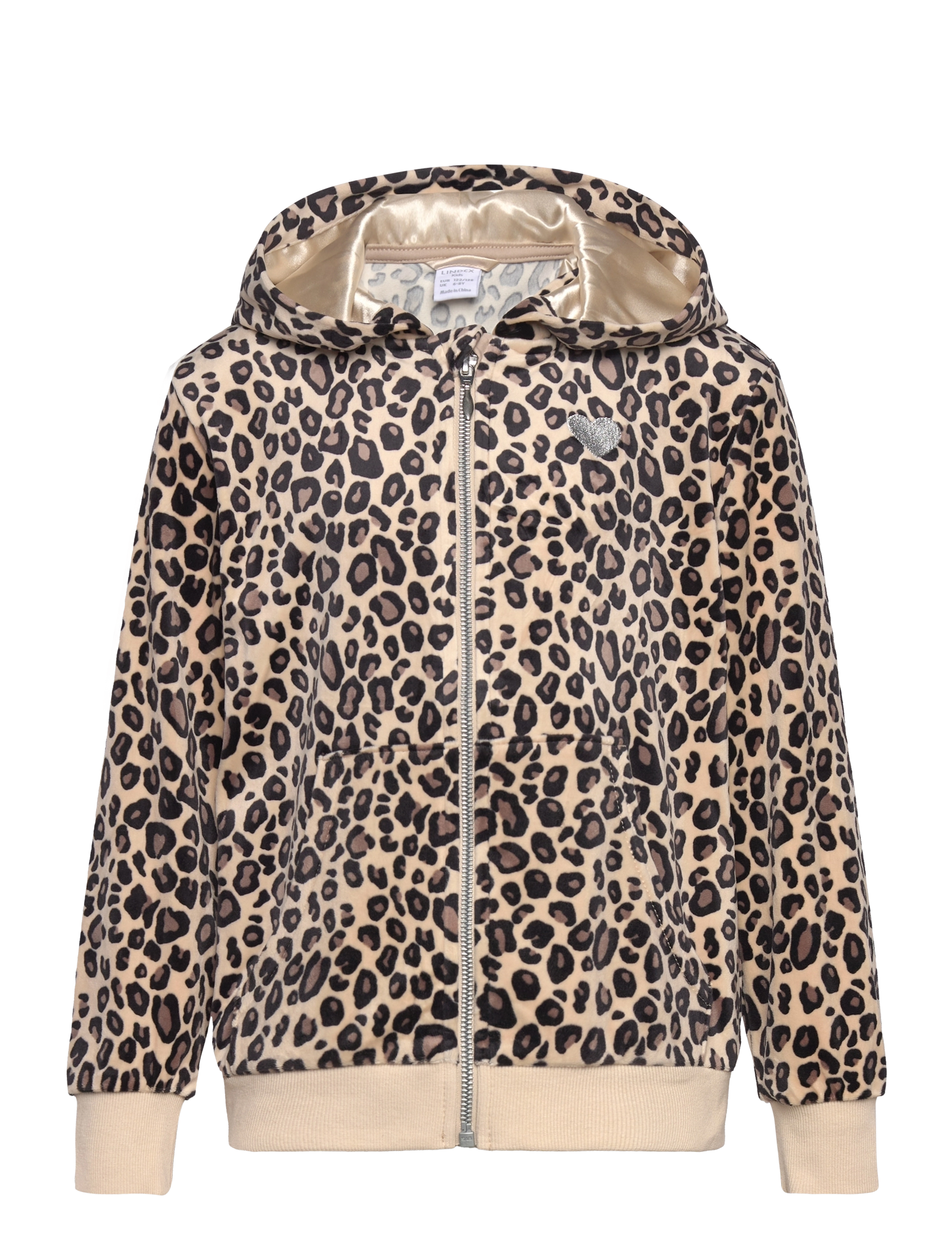 Hoodjacket velour AOP - LIGHT BEIGE