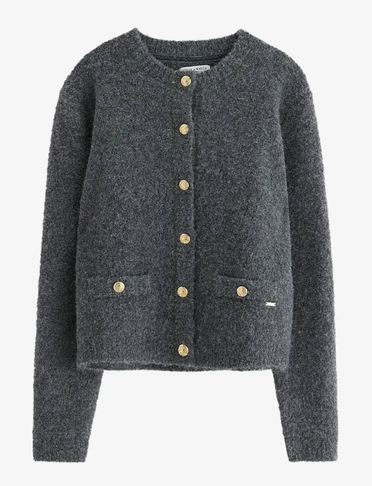 Lindex - Jacket Lunar knitted - efterårstøj - dark grey melange - 0