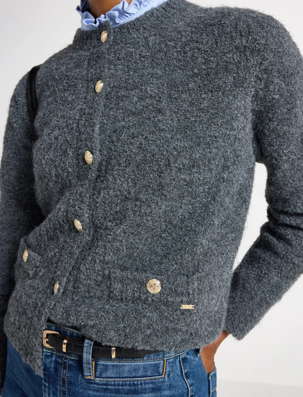 Lindex - Jacket Lunar knitted - koftor - dark grey melange - 4
