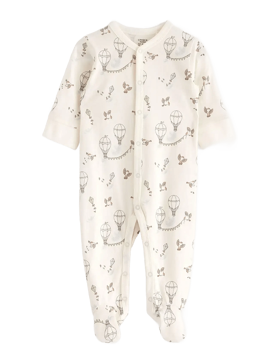 Lindex - Pyjamas w foot newborn - schlafoveralls - light dusty white - 0