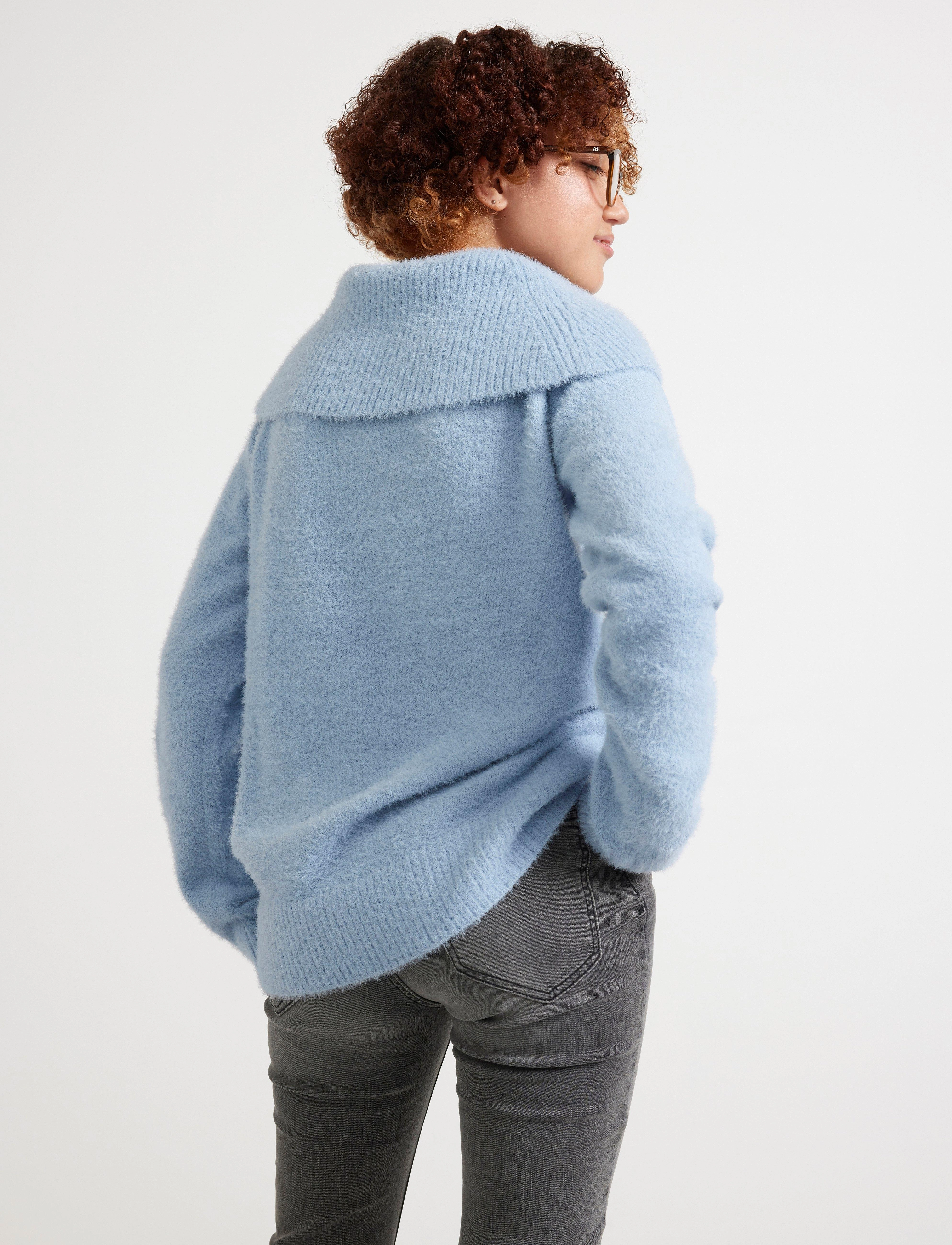 Lindex - Sweater knitted featheryarn wi - trøjer - light blue - 3