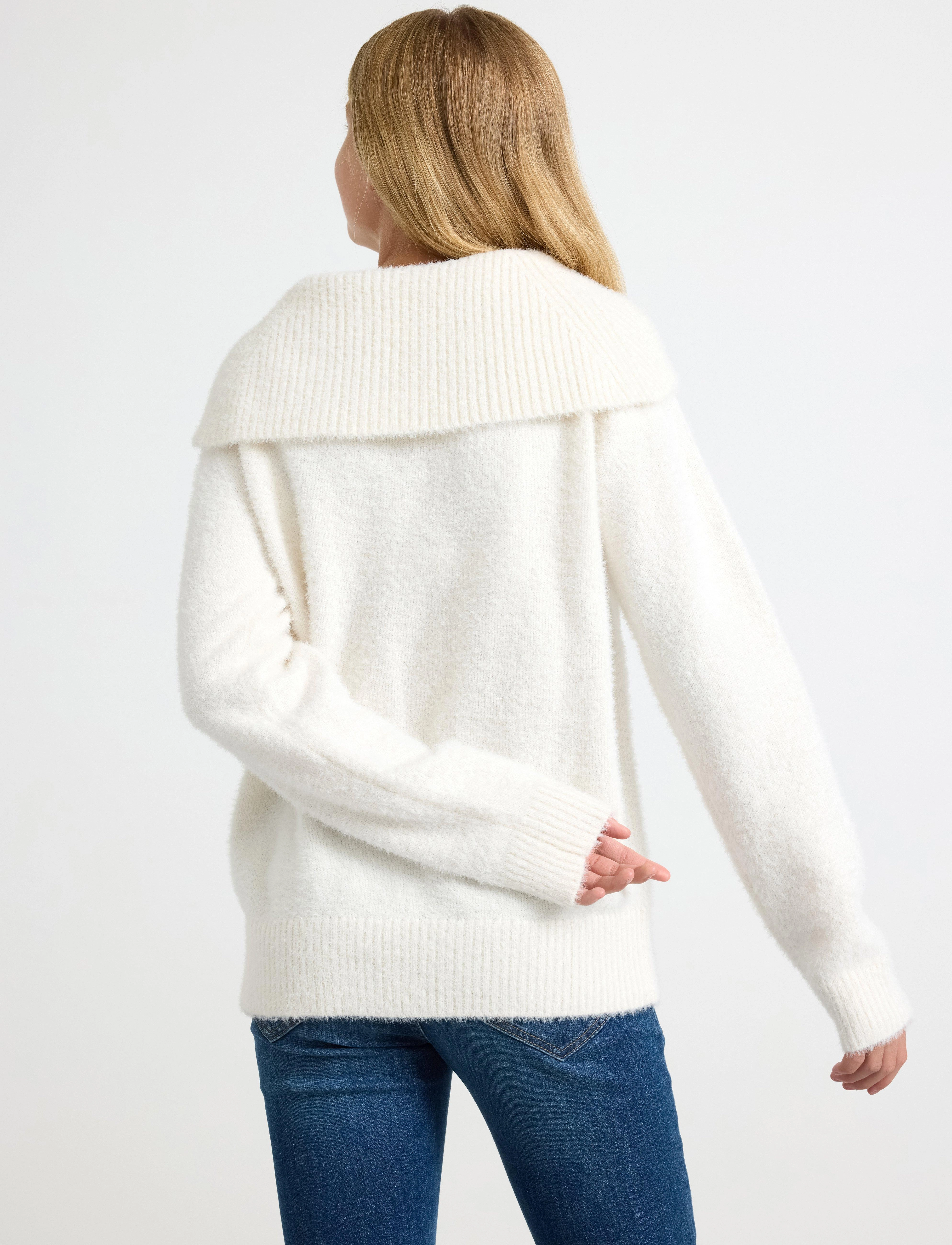 Lindex - Sweater knitted featheryarn wi - trøjer - off white - 3