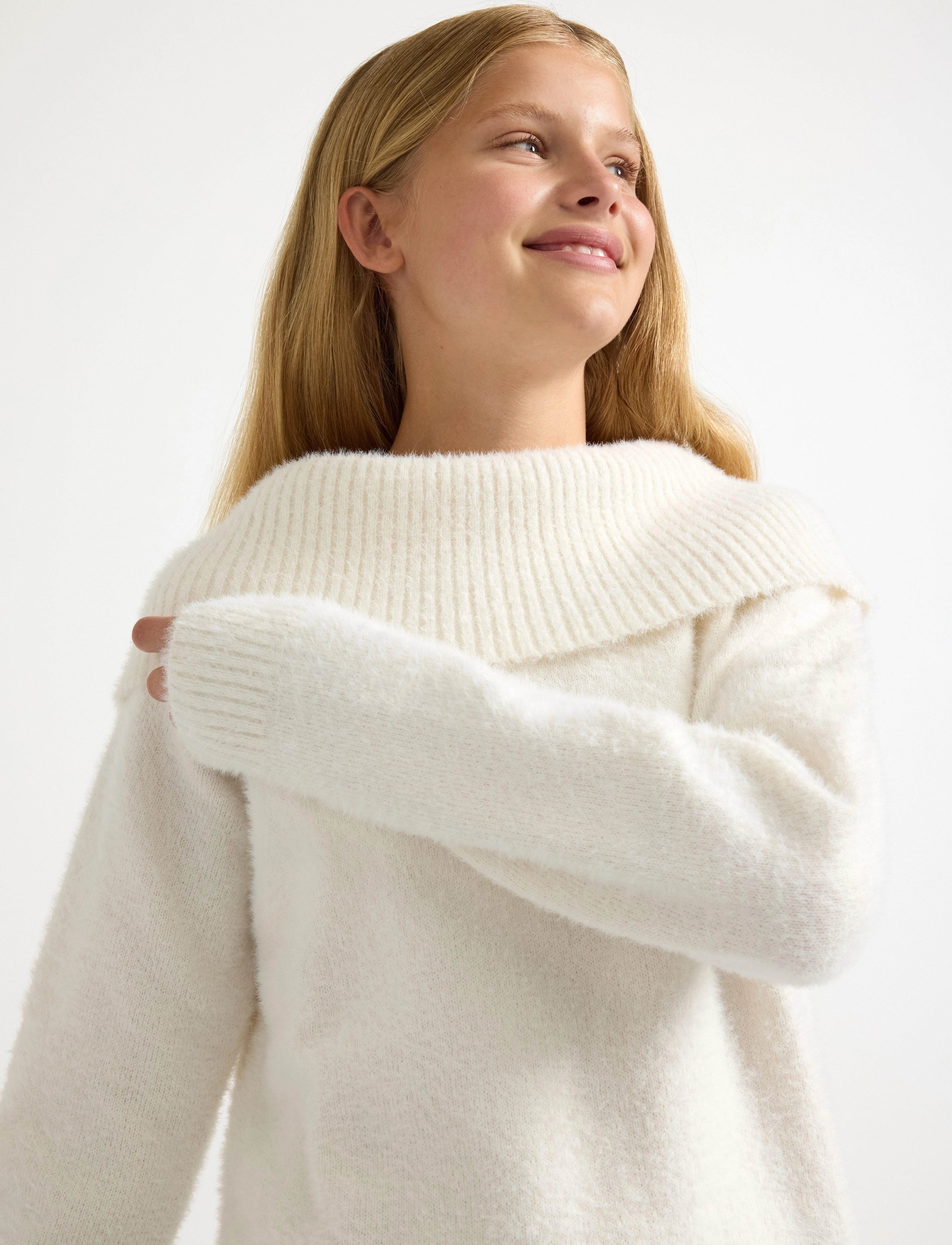 Lindex - Sweater knitted featheryarn wi - trøjer - off white - 4