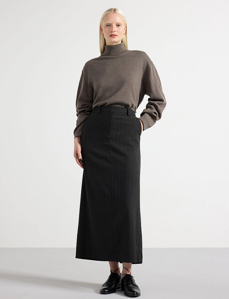 Lindex - Skirt Winny Pinstripe - maksiseelikud - dark grey melange - 0